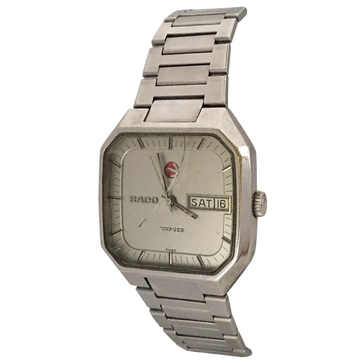 Vintage 1970s Stainless Steel RADO Voyager Automatic Watch at 1stDibs