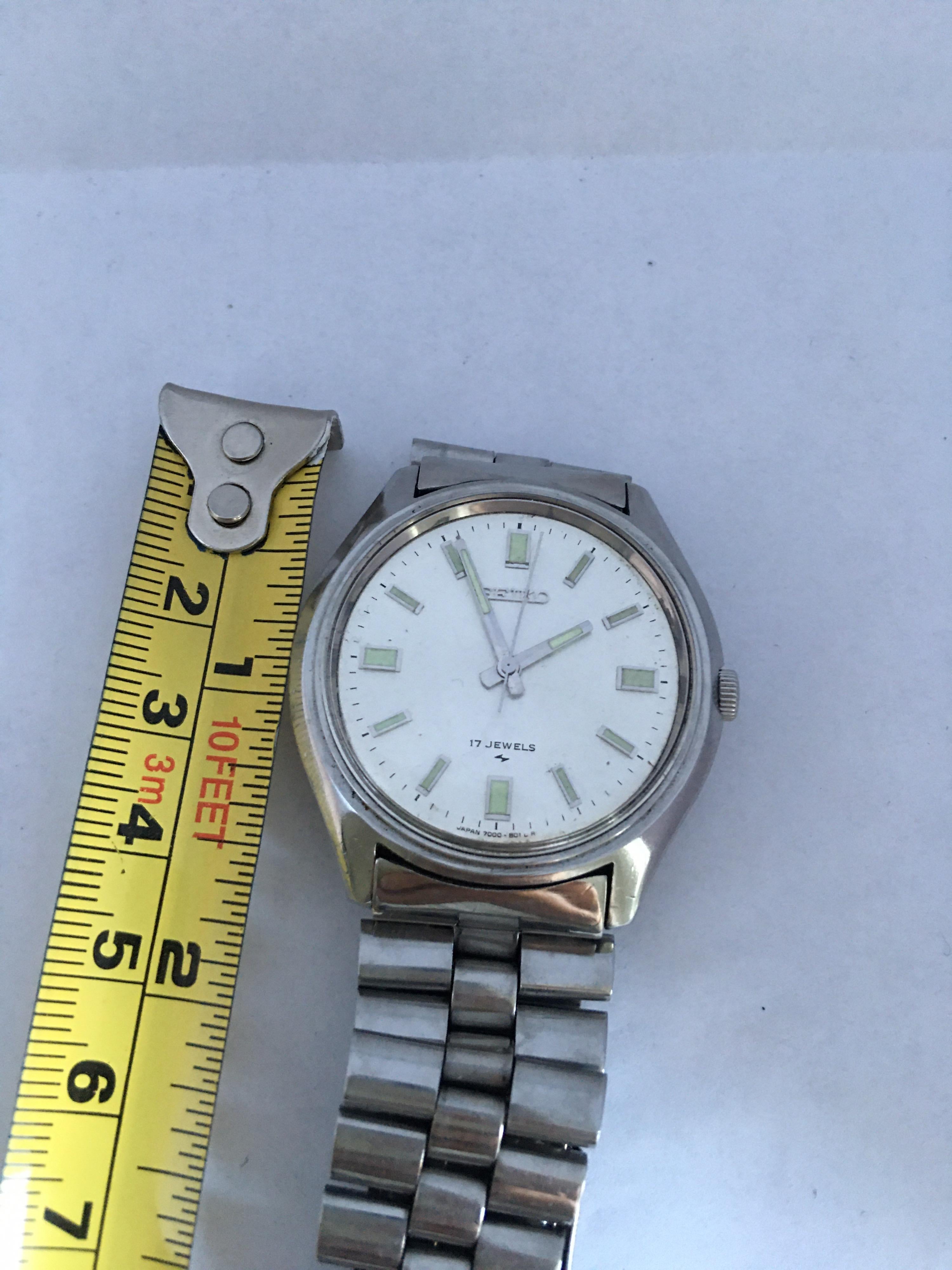 Vintage 1970s Stainless Steel Seiko 17 Jewels Mechanical Watch 2