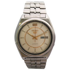 Montre automatique Seiko 5 vintage en acier inoxydable pour homme, années 1970