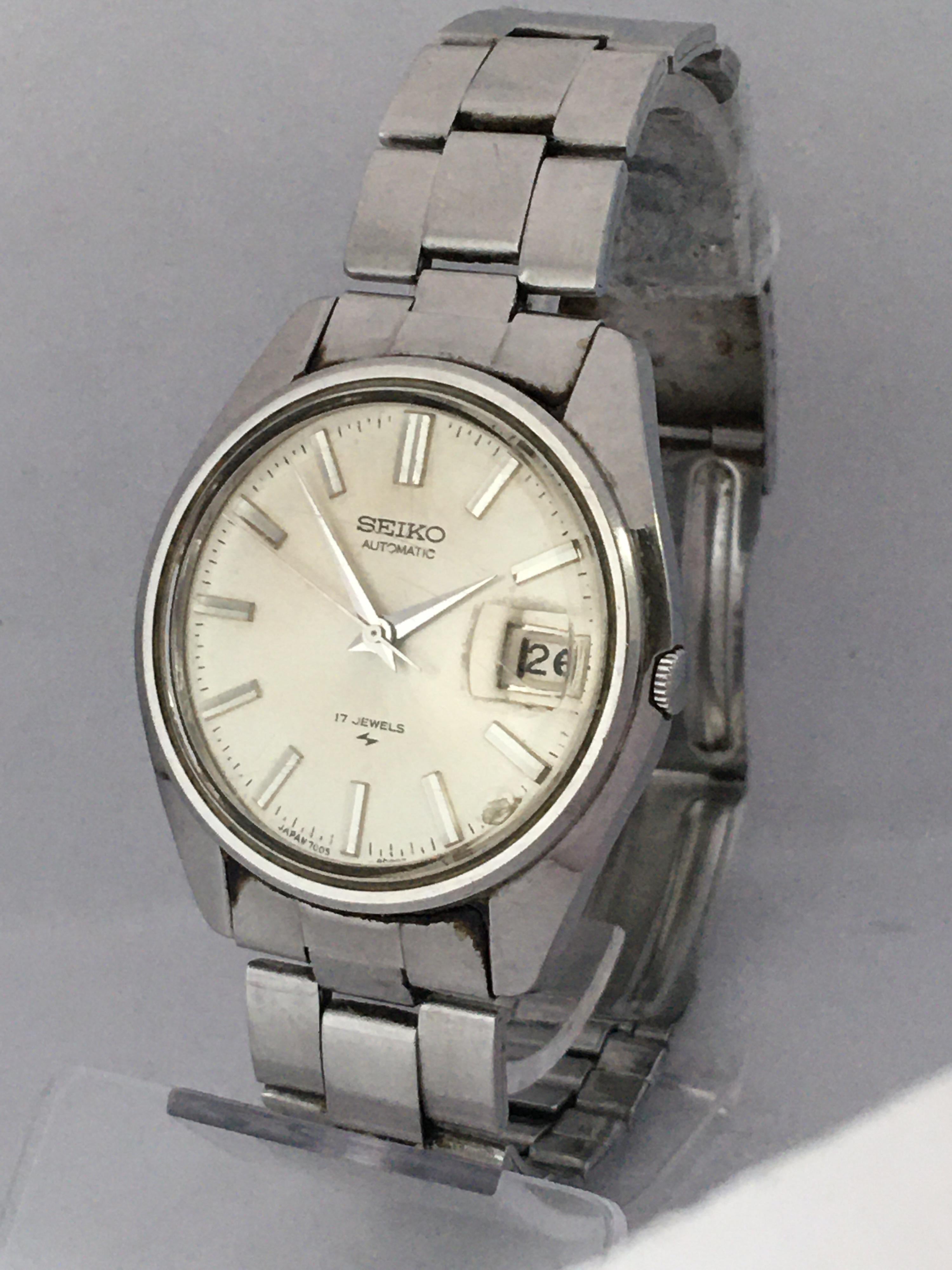 Vintage 1970s Stainless Steel Seiko Automatic Wristwatch 2