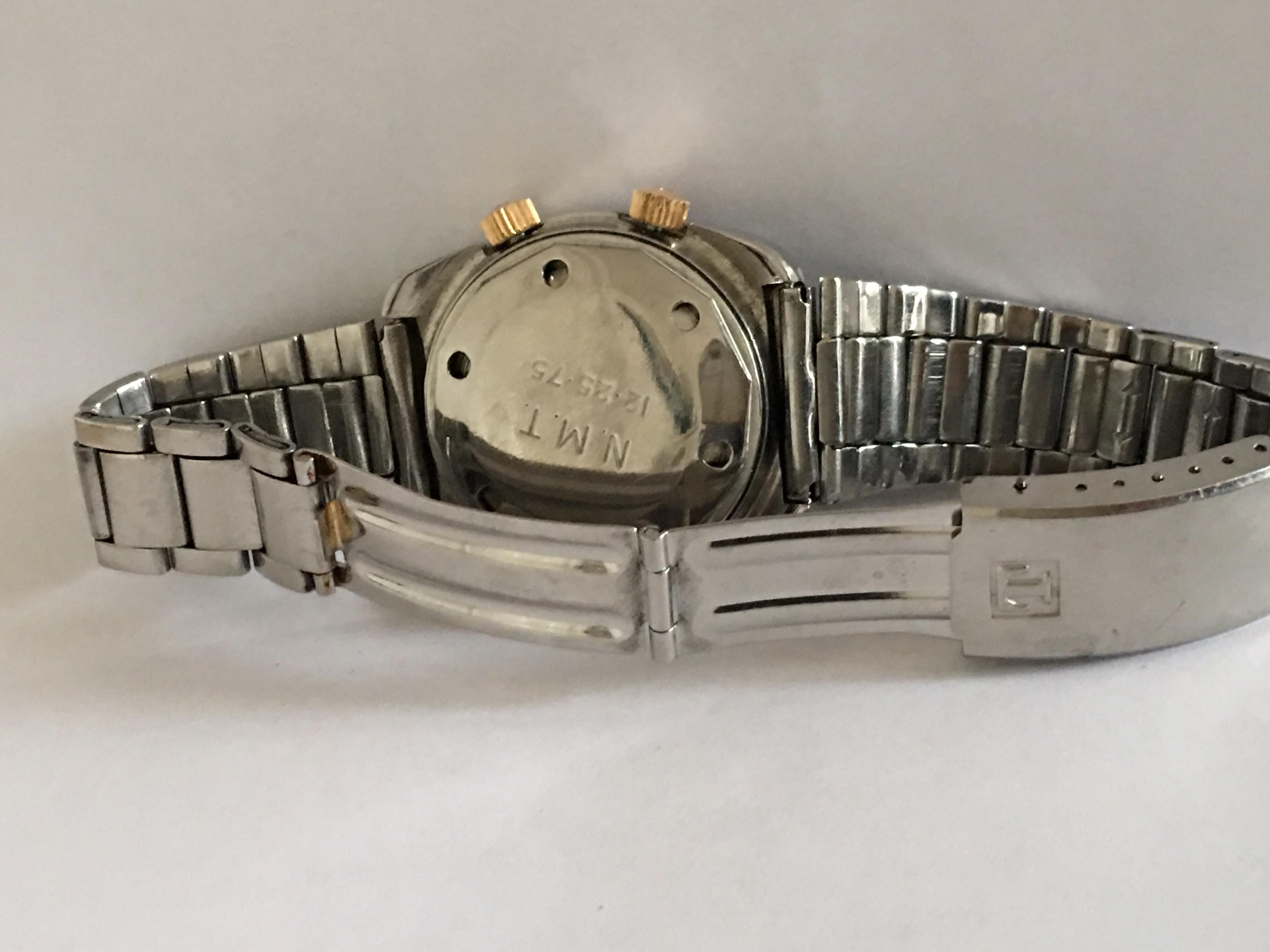 Vintage 1970s Stainless Steel Tissot Navigator Sonorous Alarm Wristwatch  For Sale 5