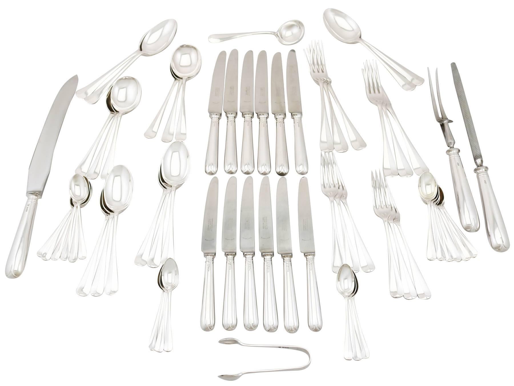 An exceptional, fine and impressive vintage Elizabeth II English sterling silver flatware service for six persons by Garrard & Co Ltd - boxed; an addition to our canteen of cutlery collection.

The pieces of this impressive, vintage sterling
