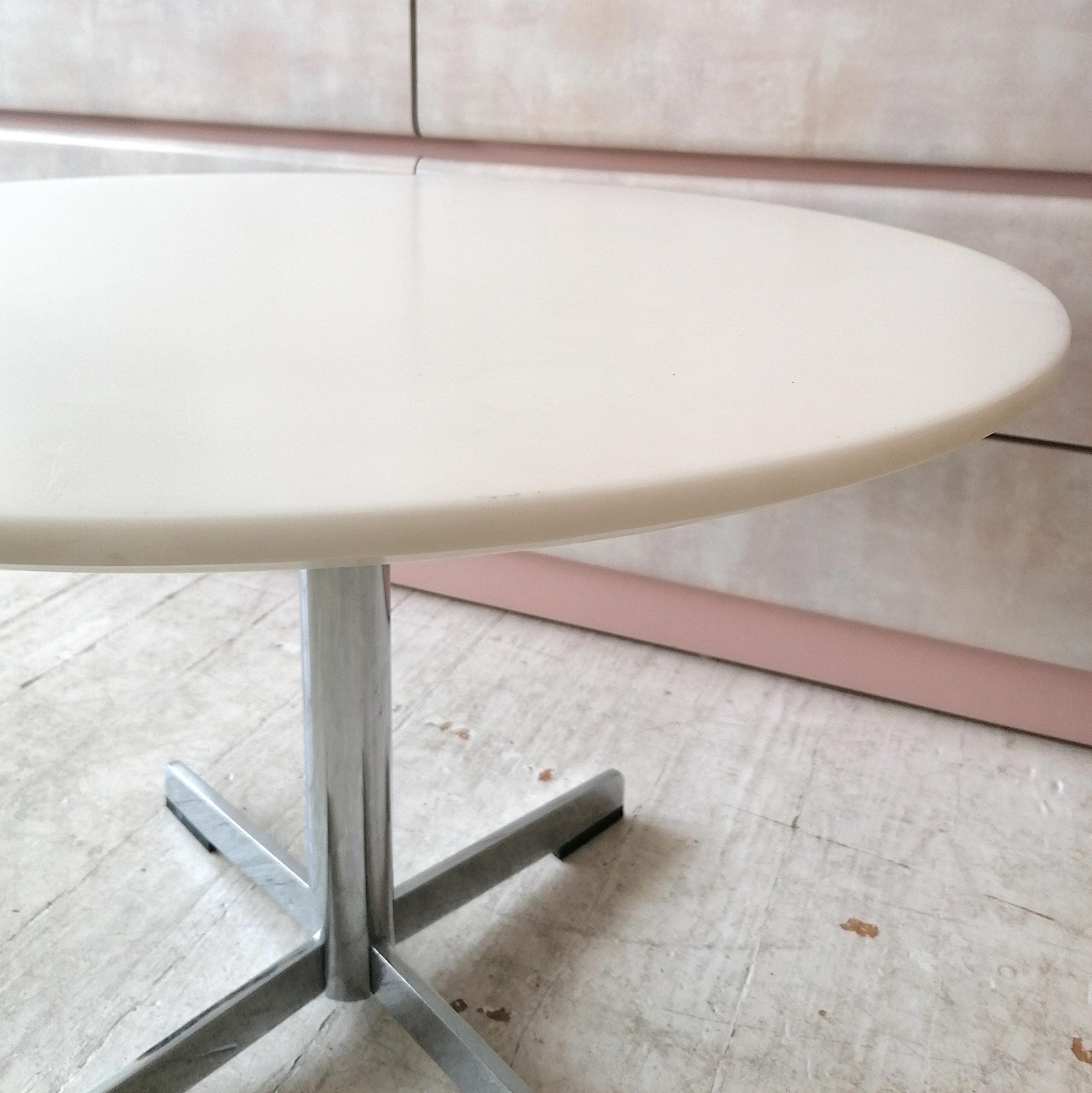 Vintage 1970s Stone Resin Side / Coffee Table with Chrome X Base For Sale 2