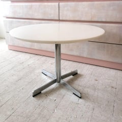 Vintage 1970s Stone Resin Side / Coffee Table with Chrome X Base