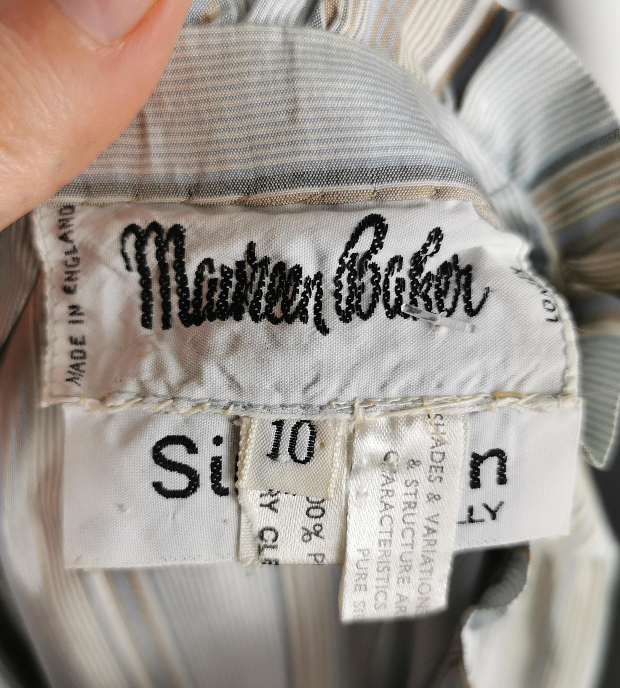 Vintage 1970s Striped silk shirtwaist dress, Maureen Baker  For Sale 2