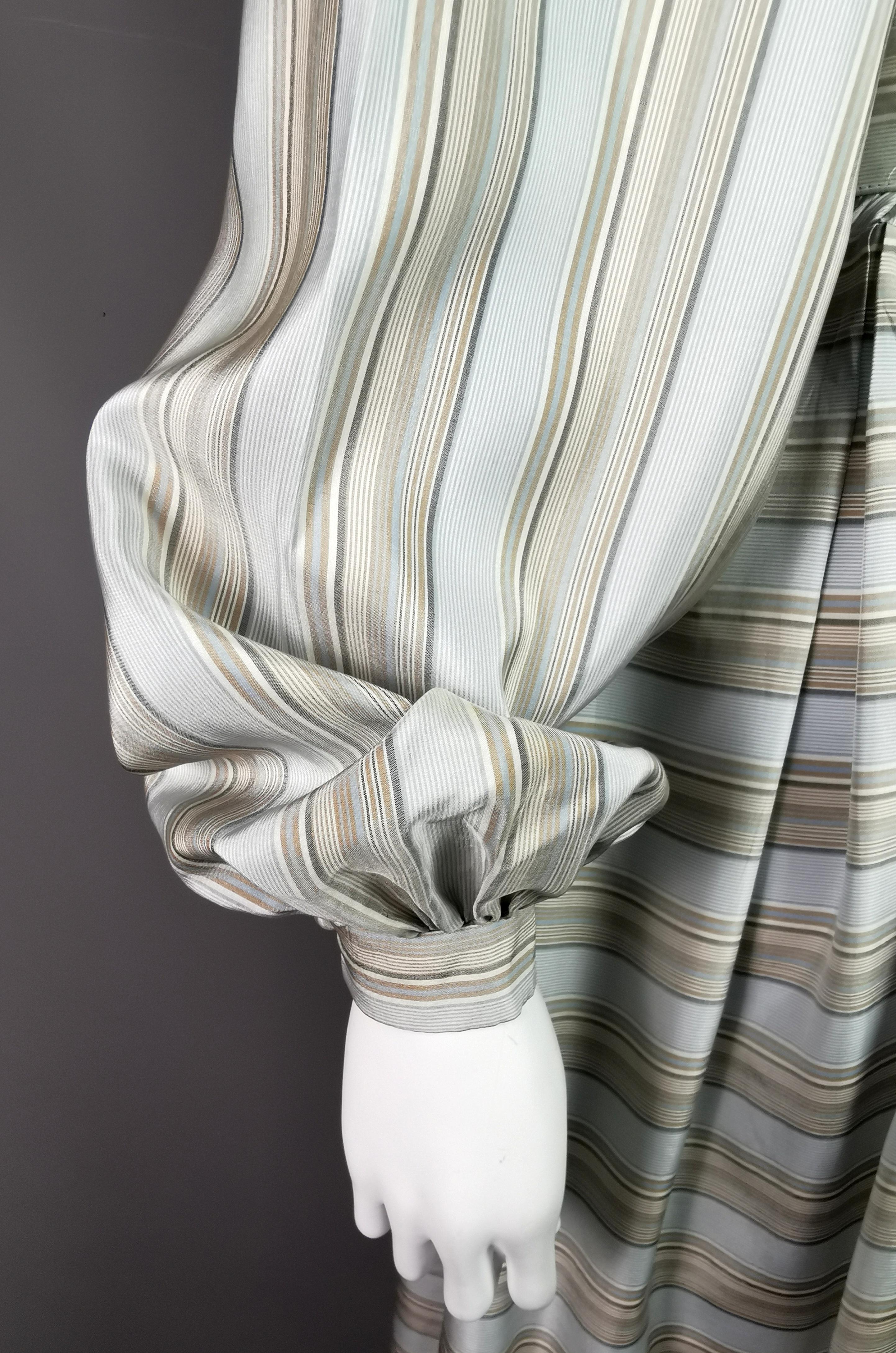 Vintage 1970s Striped silk shirtwaist dress, Maureen Baker  For Sale 5