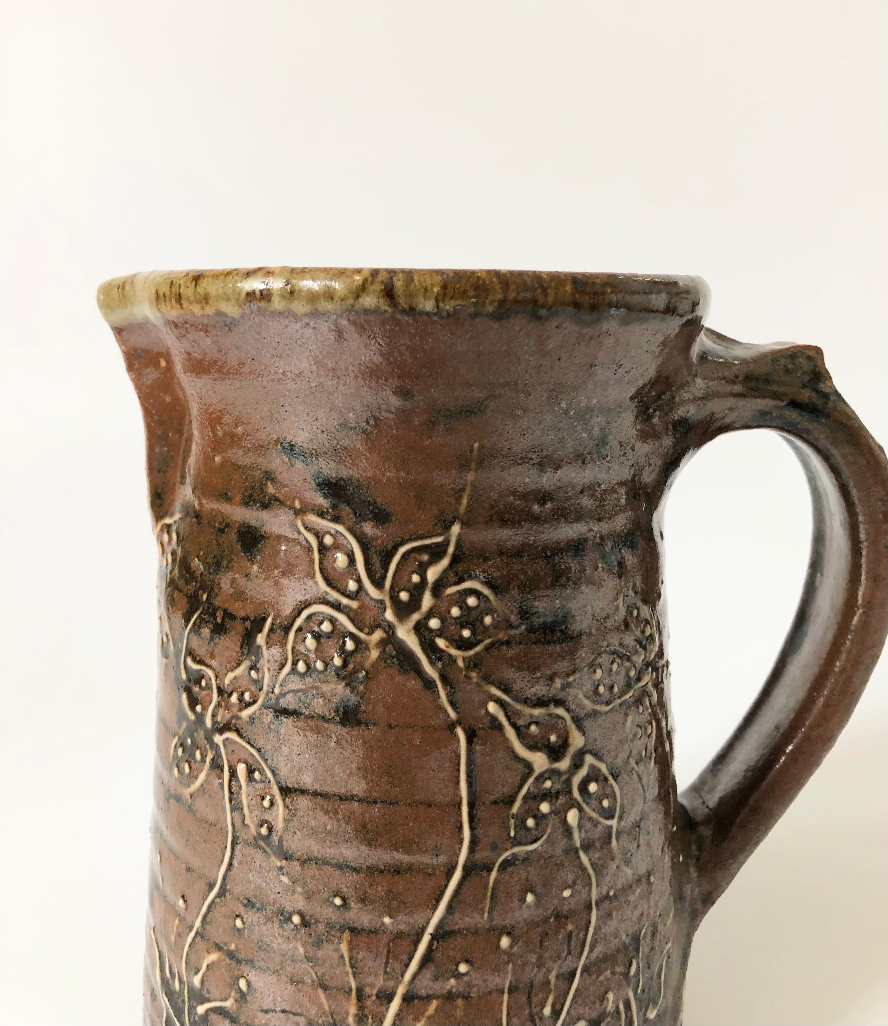 Vintage 1970s Studio Pottery Pitcher In Good Condition For Sale In Vallejo, CA