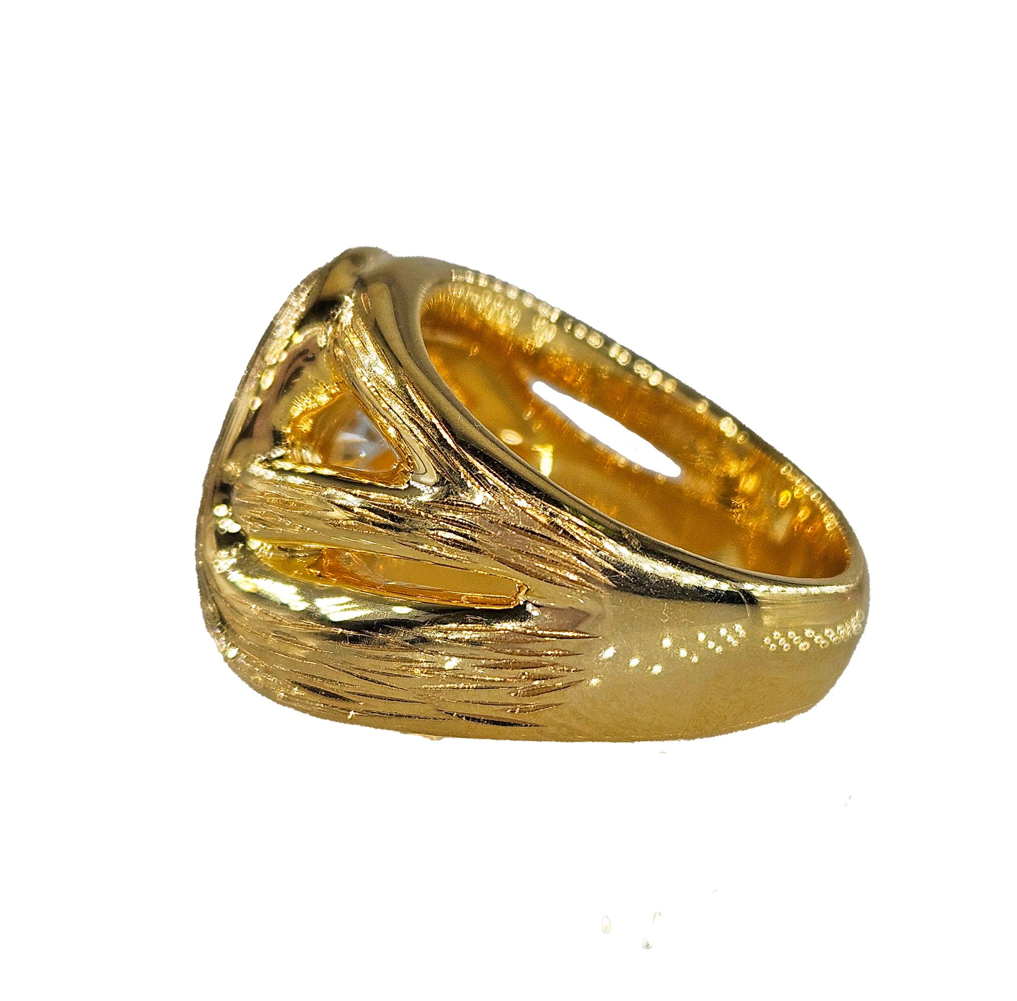 Verlobungsring aus 14 Karat Gelbgold mit GIA 2,02 Karat Diamant im Vintage-Stil der 1970er Jahre im Angebot 4
