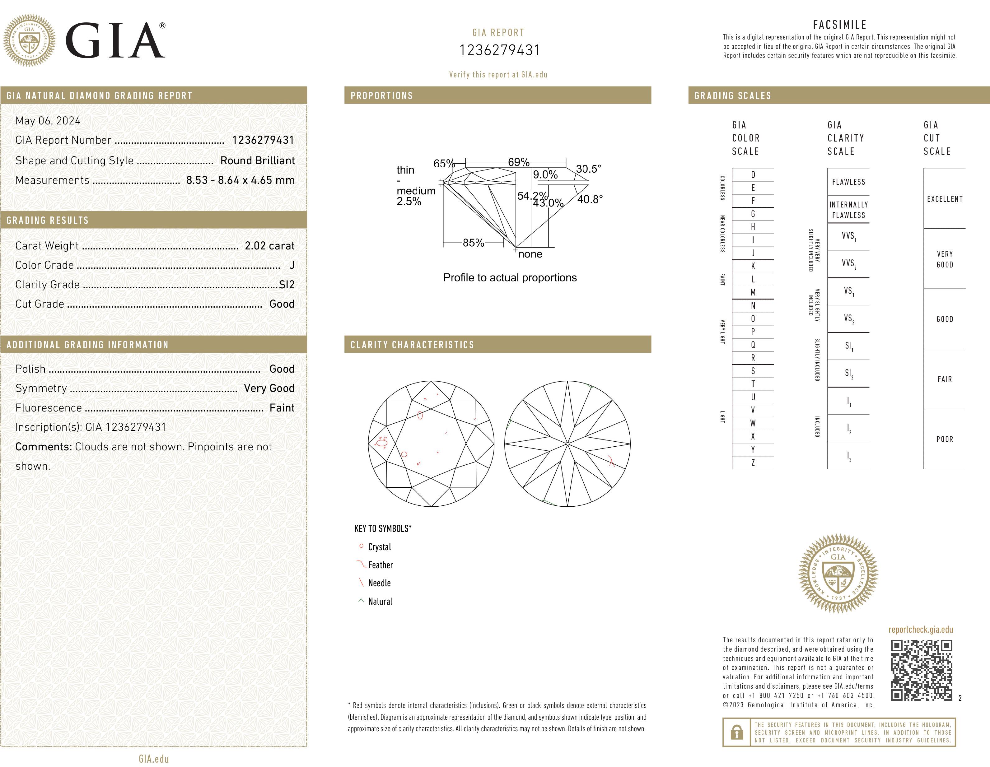 Verlobungsring aus 14 Karat Gelbgold mit GIA 2,02 Karat Diamant im Vintage-Stil der 1970er Jahre im Angebot 10
