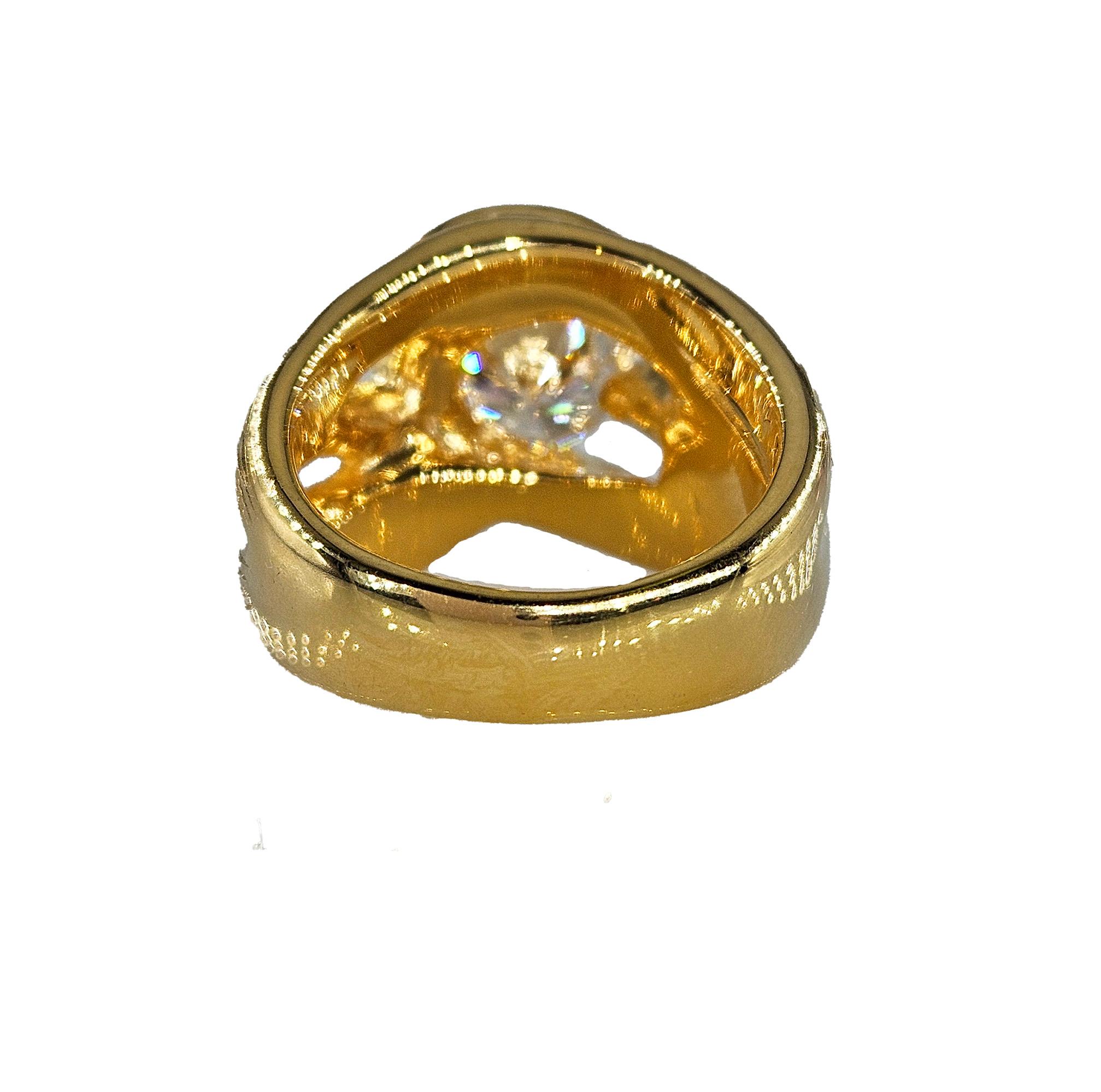 Verlobungsring aus 14 Karat Gelbgold mit GIA 2,02 Karat Diamant im Vintage-Stil der 1970er Jahre im Angebot 3