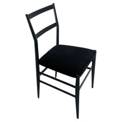 Vintage 1970s Superleggera Dining Chair by Gio Ponti for Cassina, Total Black