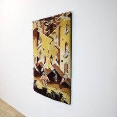 Vintage 1970s Surreal Mexican Handmade Wall Rug