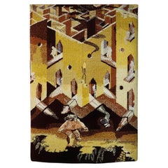 Alfombra de pared mexicana surrealista de los años 70