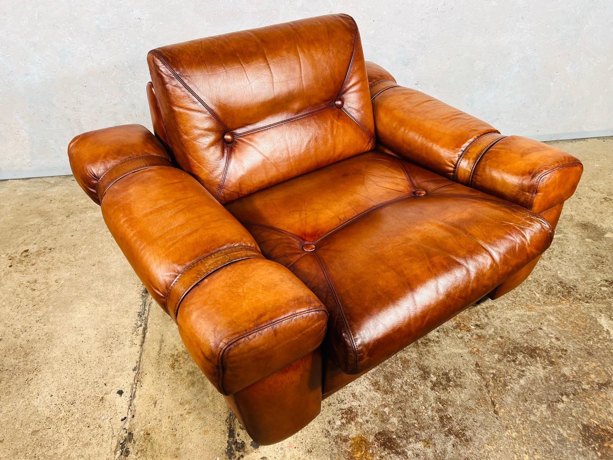 Vintage 1970s Svend Skipper Leather Light Tan Armchair with Buckles #658 For Sale 6