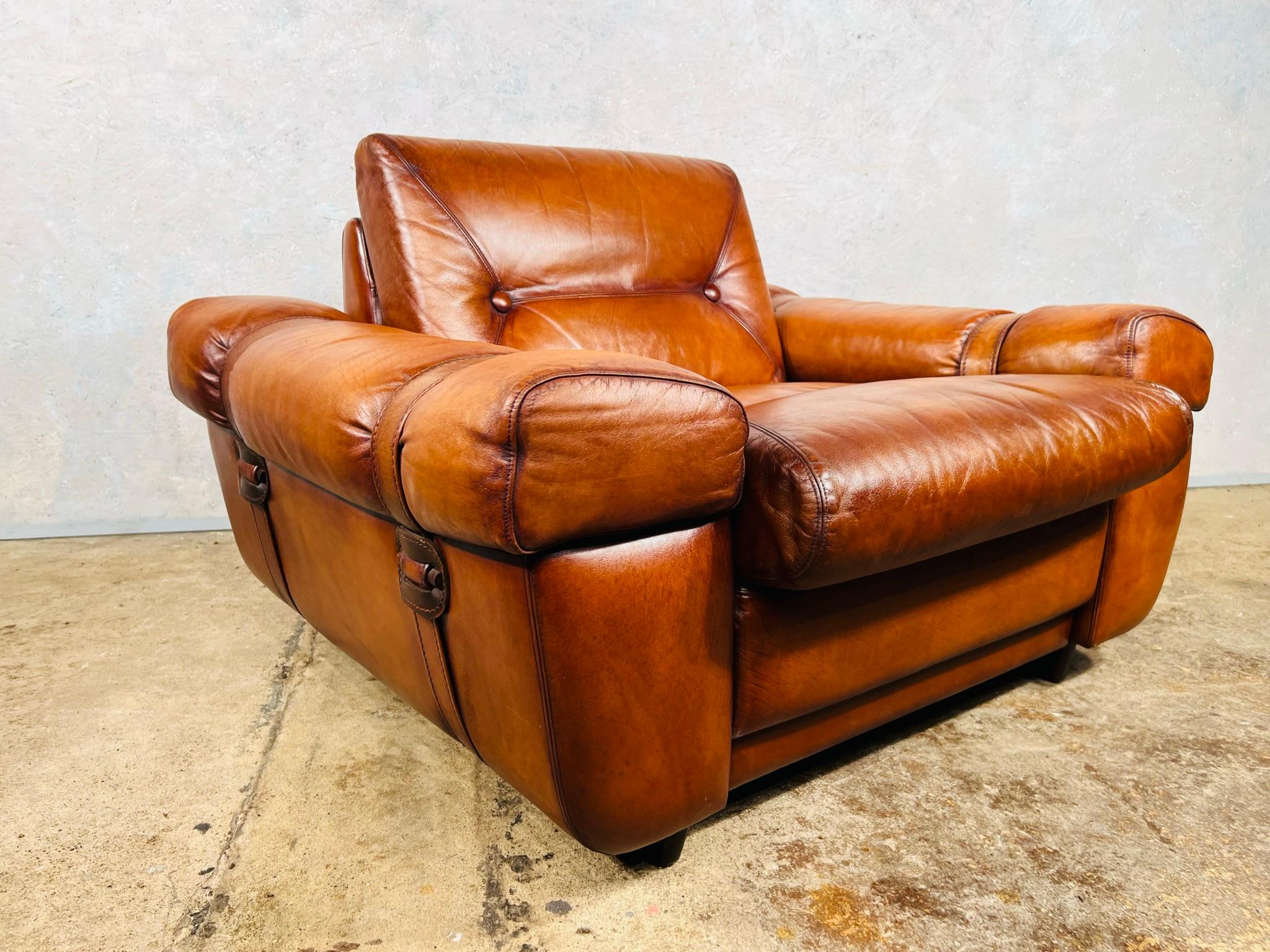Vintage 1970s Svend Skipper Leather Light Tan Armchair with Buckles #658 For Sale 7