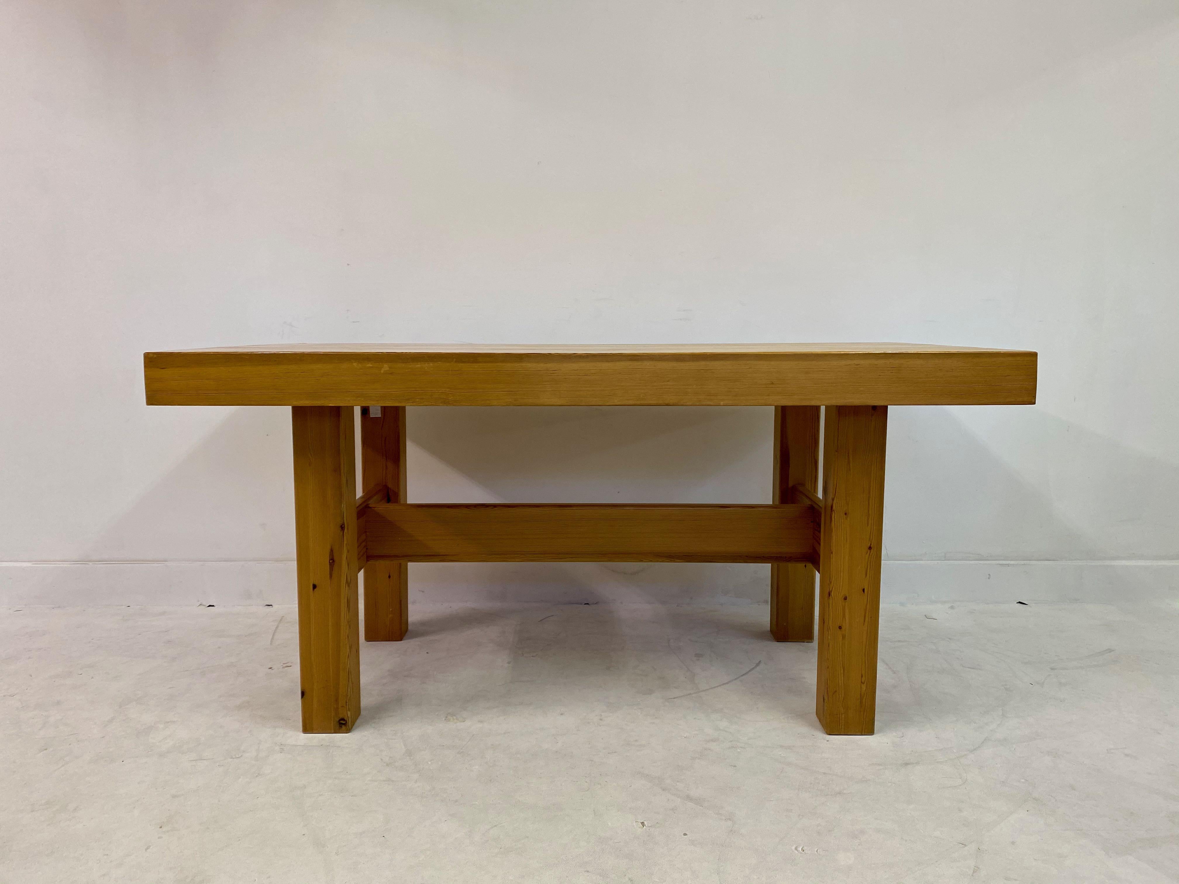 Solid pine dining suite

Table and five chairs

Sweden 1970s-1980s.

Chair dimensions are 95h x 37w x 43d cm

Seat height 43cm