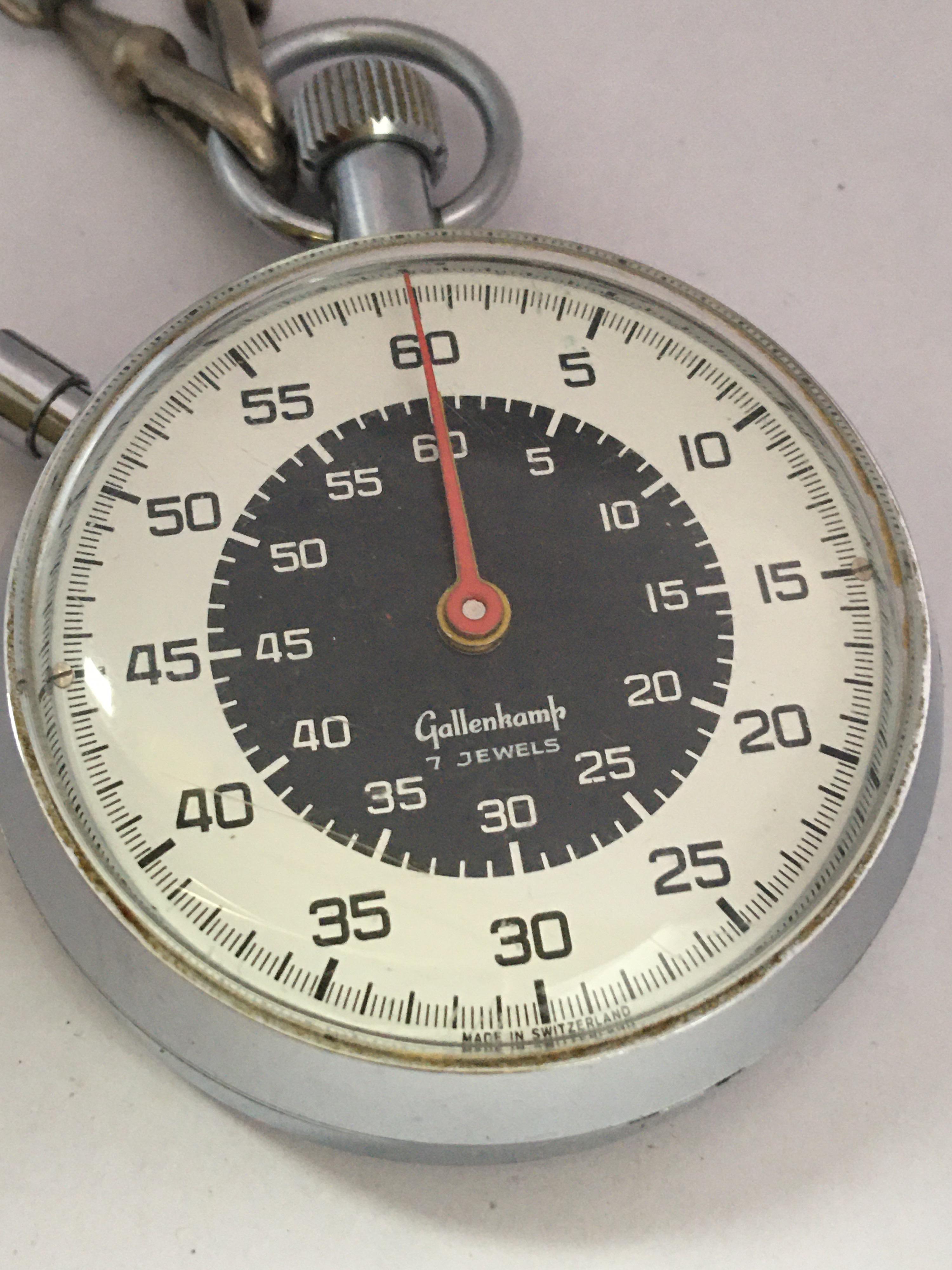 Vintage 1970s Swiss Made Mechanical Stopwatch for Gallenkamp For Sale 1