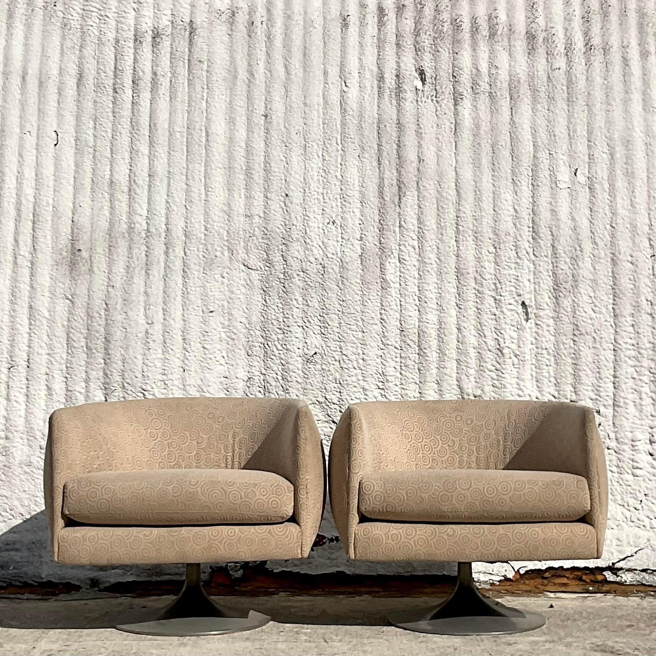 Modern Vintage 70s Swivel Tub Chairs After Milo Baughman - a Pair