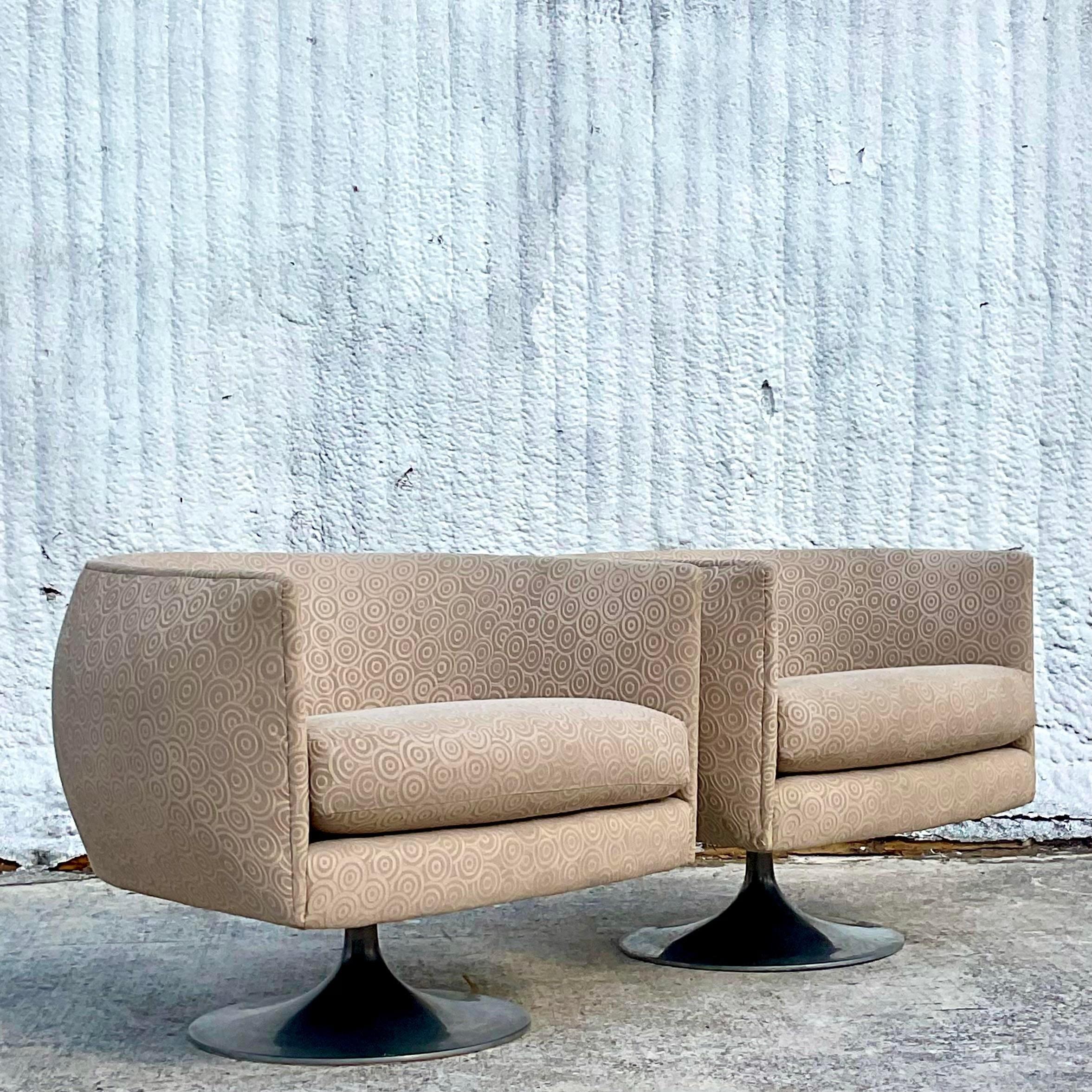 Vintage 70s Swivel Tub Chairs After Milo Baughman - a Pair 1