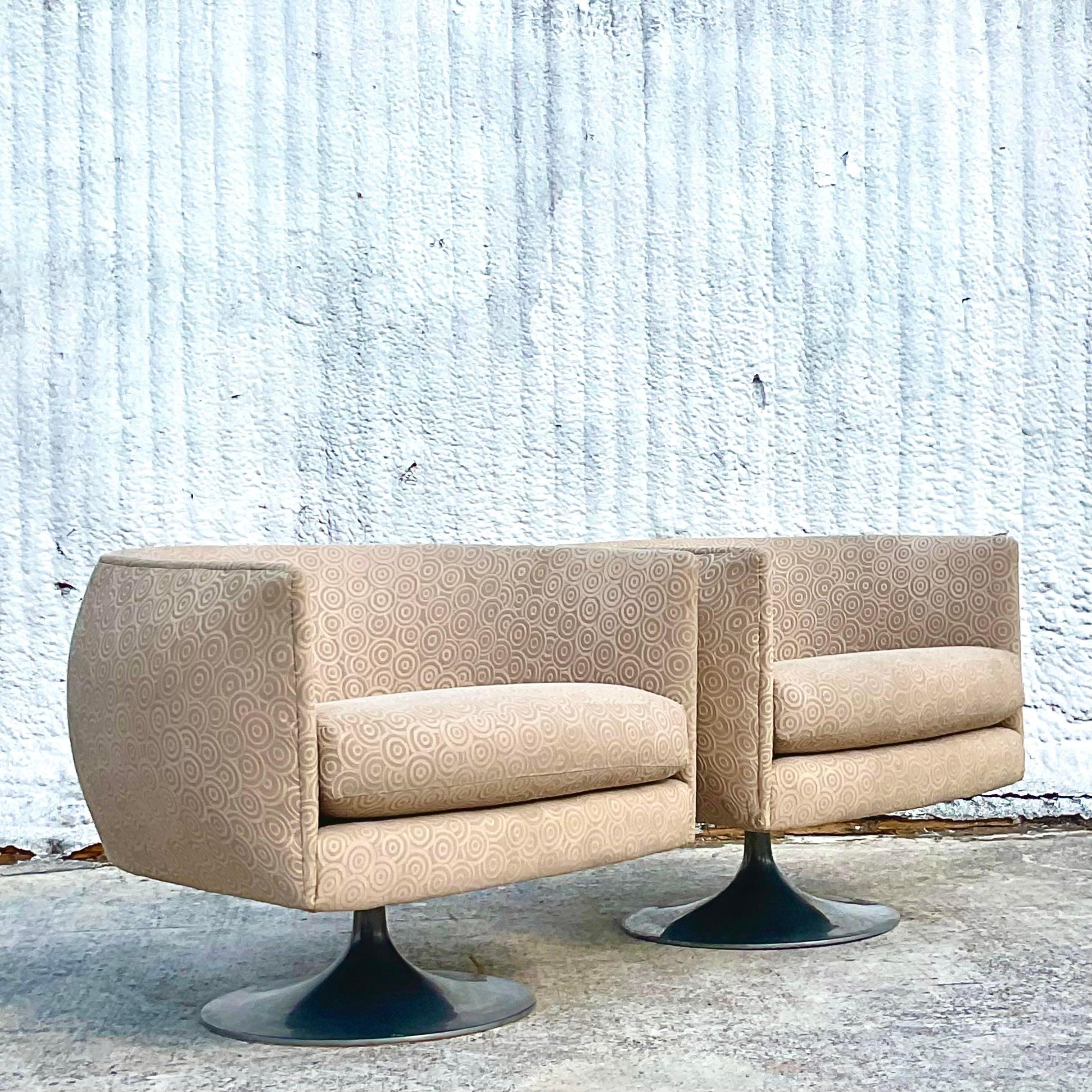 Vintage 70s Swivel Tub Chairs After Milo Baughman - a Pair 2