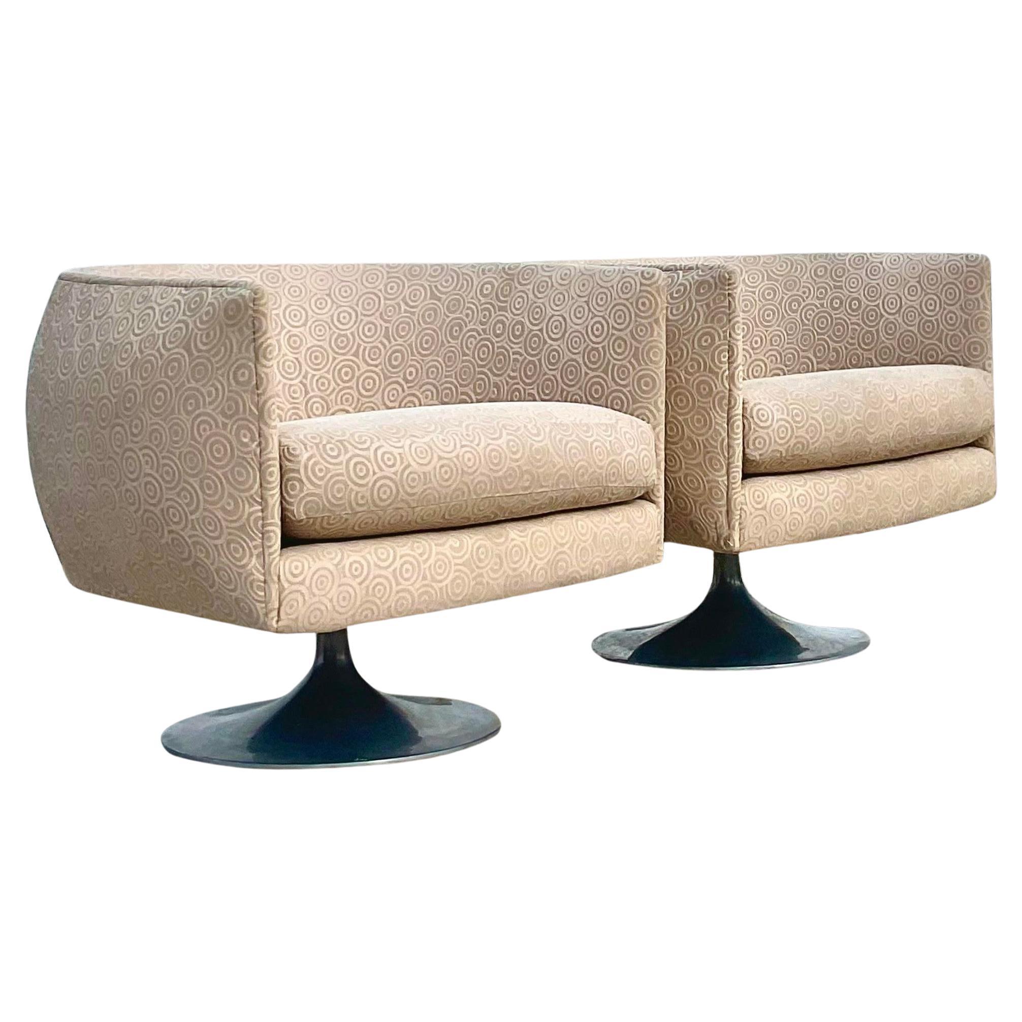 Vintage 70s Swivel Tub Chairs After Milo Baughman - a Pair