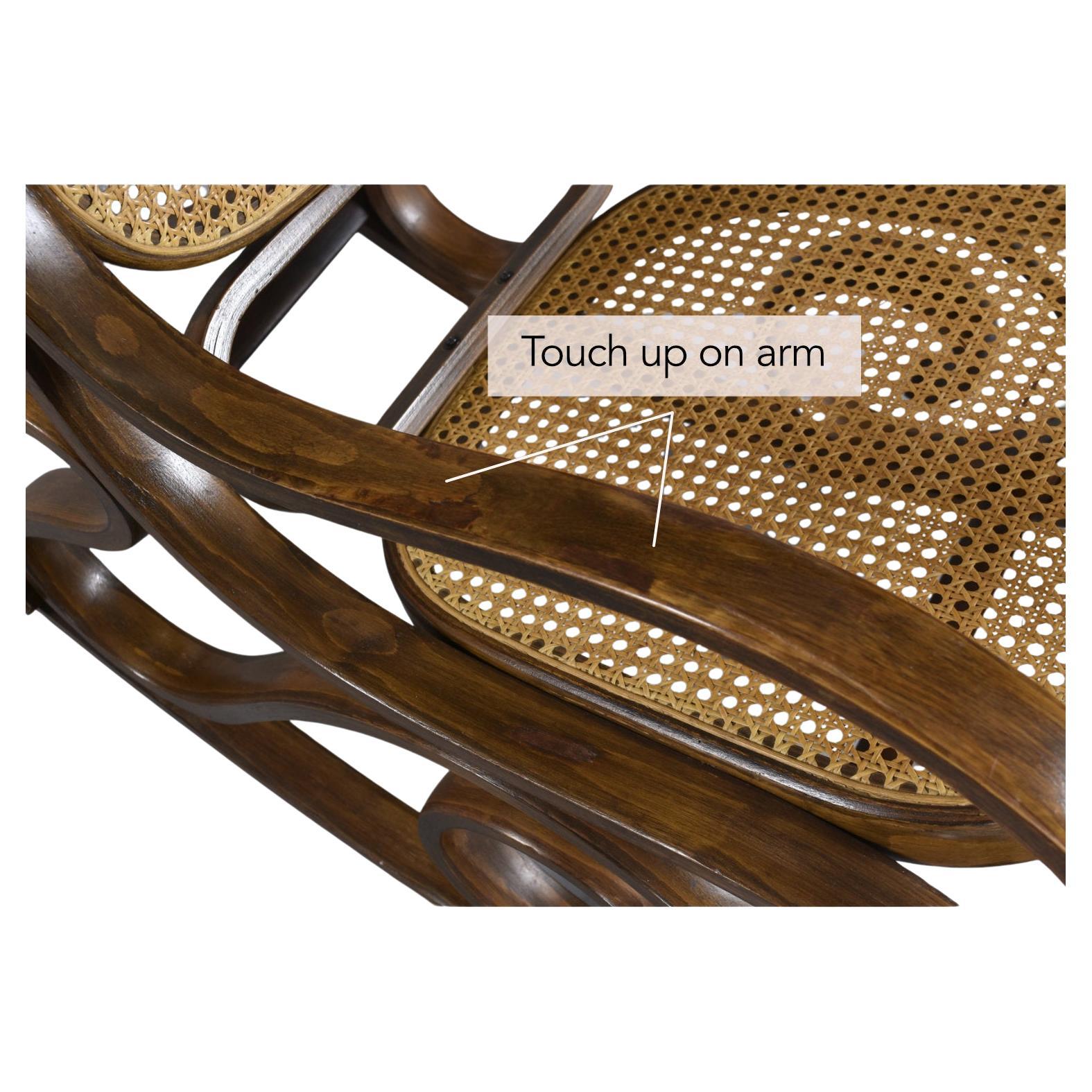 Thonet Style Curved Bentwood Rocking Chair With Caning For Sale 3