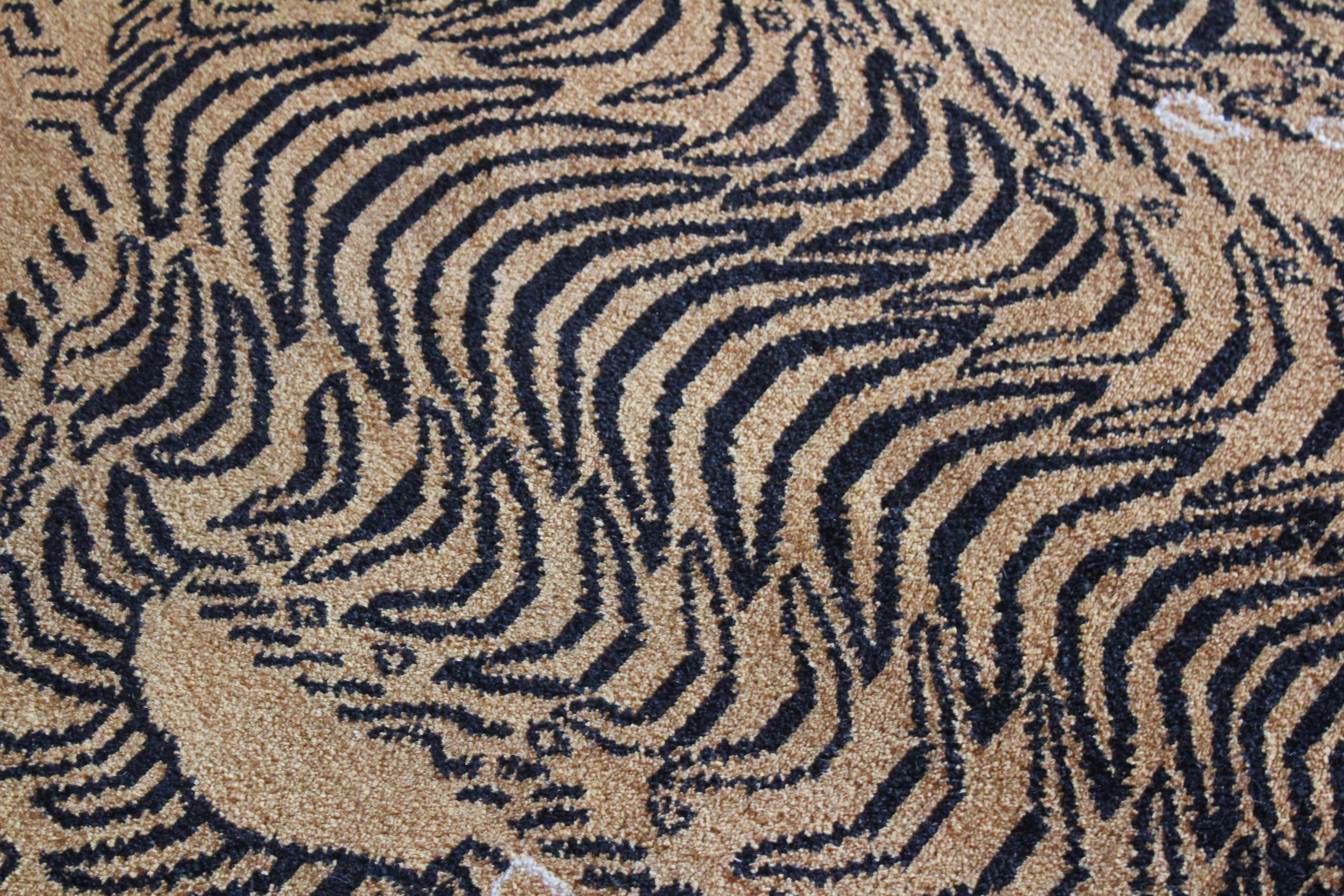 Vintage 1970s Tibetan Wool Tiger Rug 1