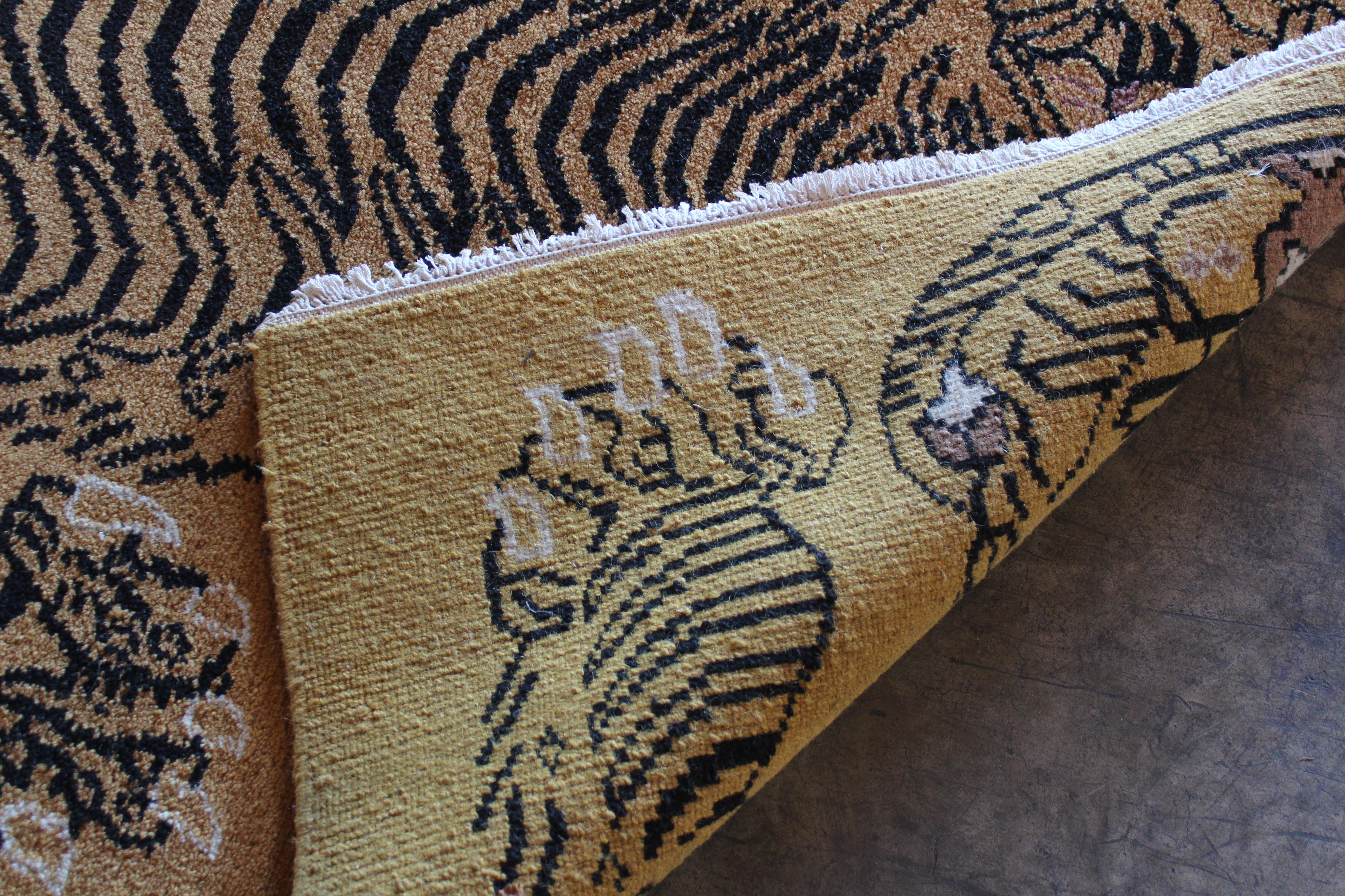 Vintage 1970s Tibetan Wool Tiger Rug 2