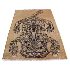 Retro 1970s Tibetan Wool Tiger Rug