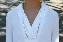 Vintage Signed Tiffany & Co 18k Yellow Gold Long Rectangular Link Necklace