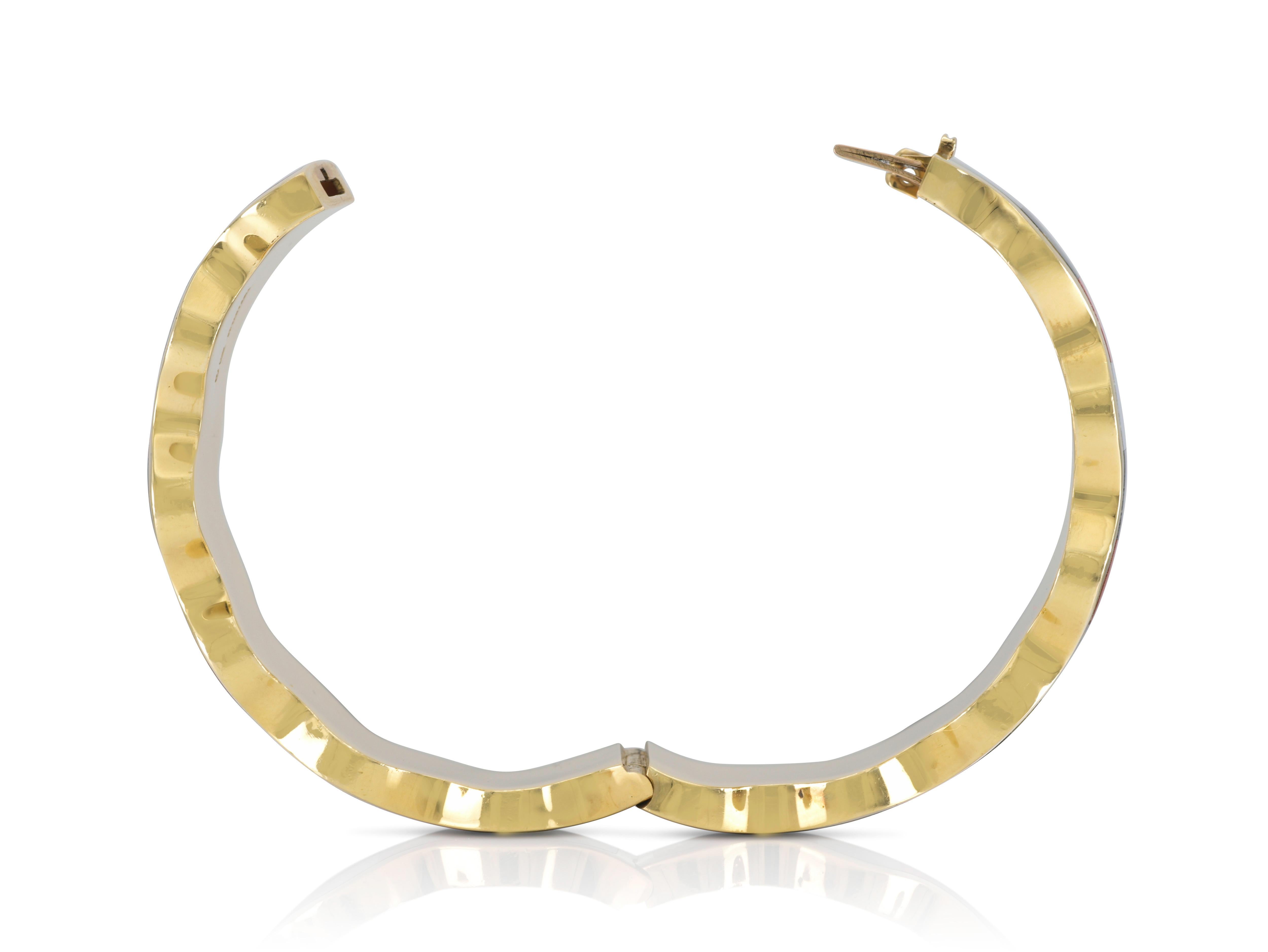 Vintage 1970s Tiffany & Co. Angela Cummings Wavy Checkerboard Bangle Bracelet In Good Condition For Sale In New York, NY