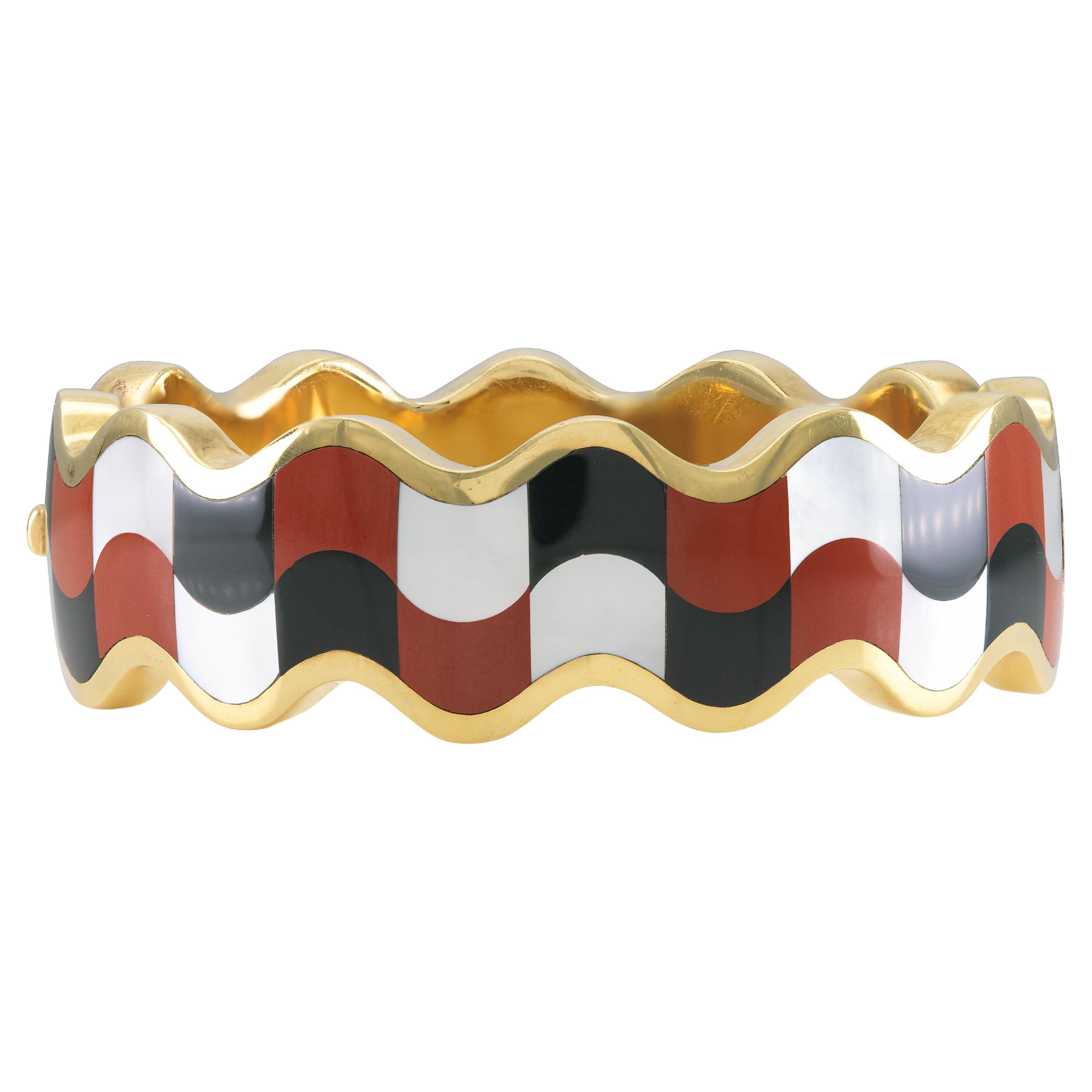 Vintage 1970 Tiffany & Co. Bracelet Angela Cummings à damier ondulé