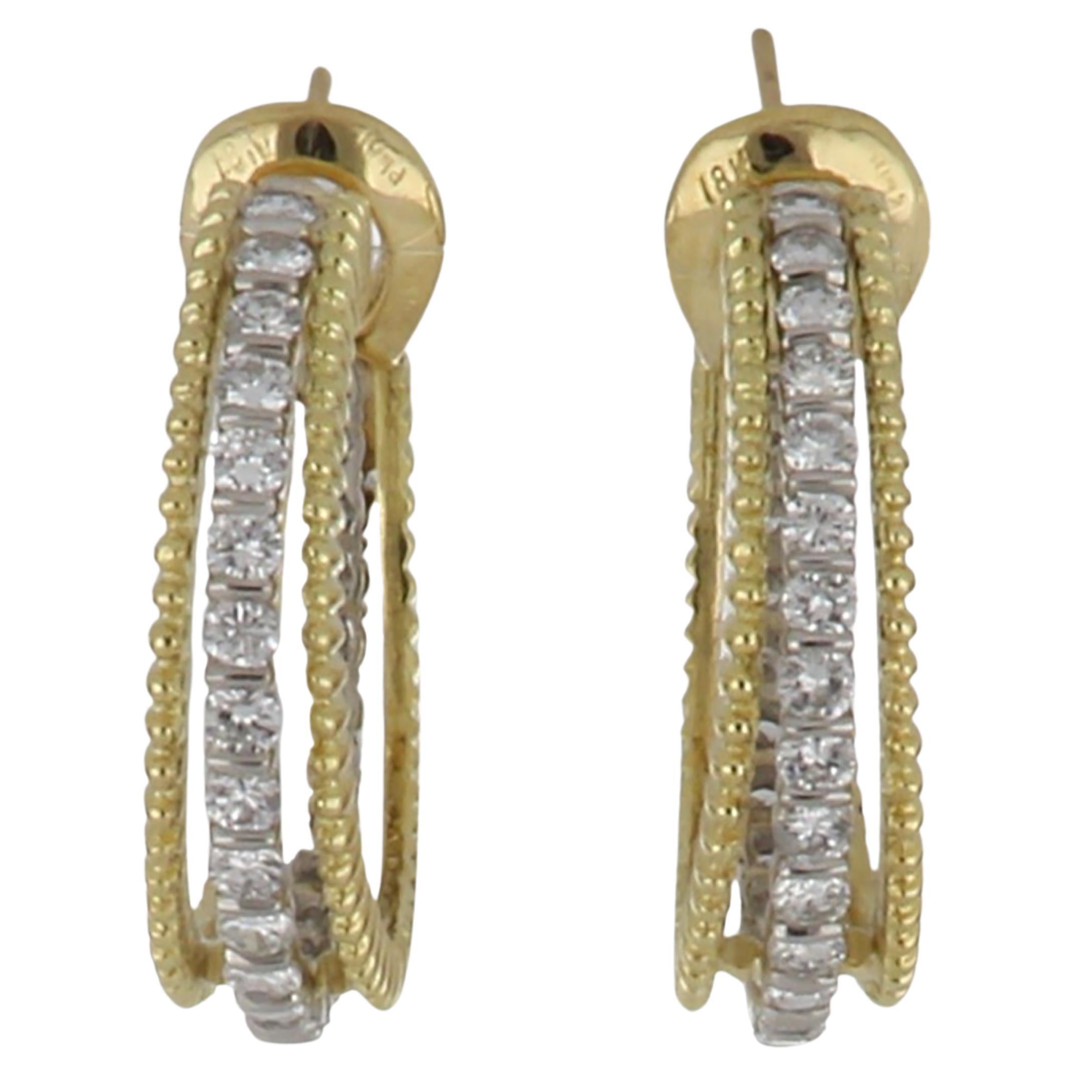 Vintage 1970s Tiffany & Co. Diamond Hoop Earrings in 18K Gold and Platinum For Sale