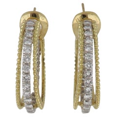 Vintage 1970s Tiffany & Co. Diamond Hoop Earrings in 18K Gold and Platinum