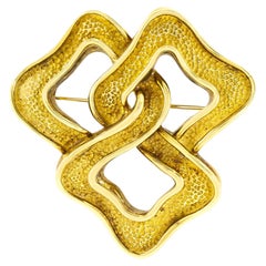 Vintage 1970s Tiffany & Co. Hammered Gold Three Square Pin