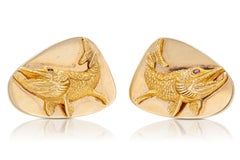 Vintage 1970s Tiffany & Co. Muskellunge Fish Cufflinks with Rubies