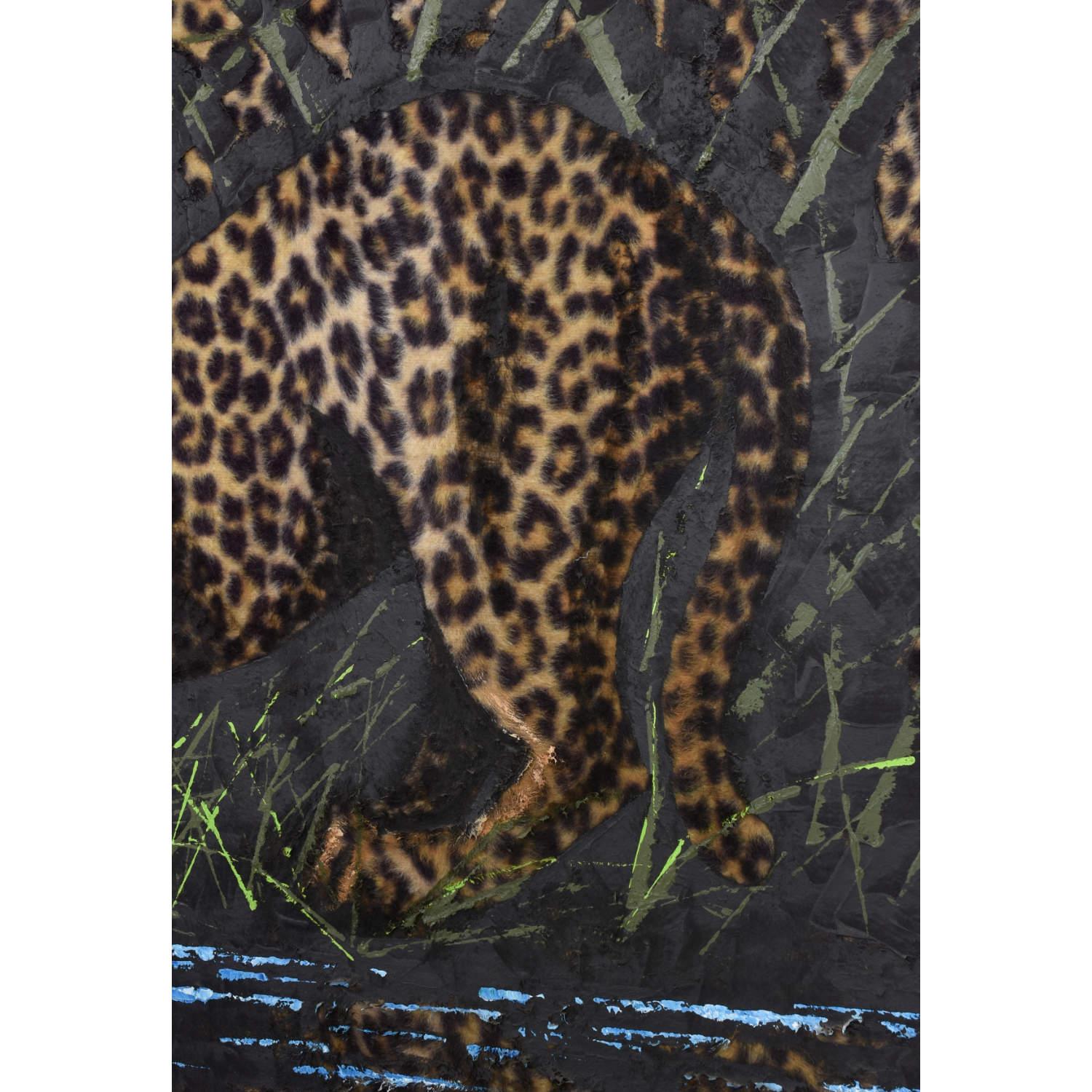 Vintage Tiki Safari Leoparden-Gemälde, handbemalt auf Kunstpelz, 1970er Jahre im Zustand „Hervorragend“ im Angebot in Chattanooga, TN