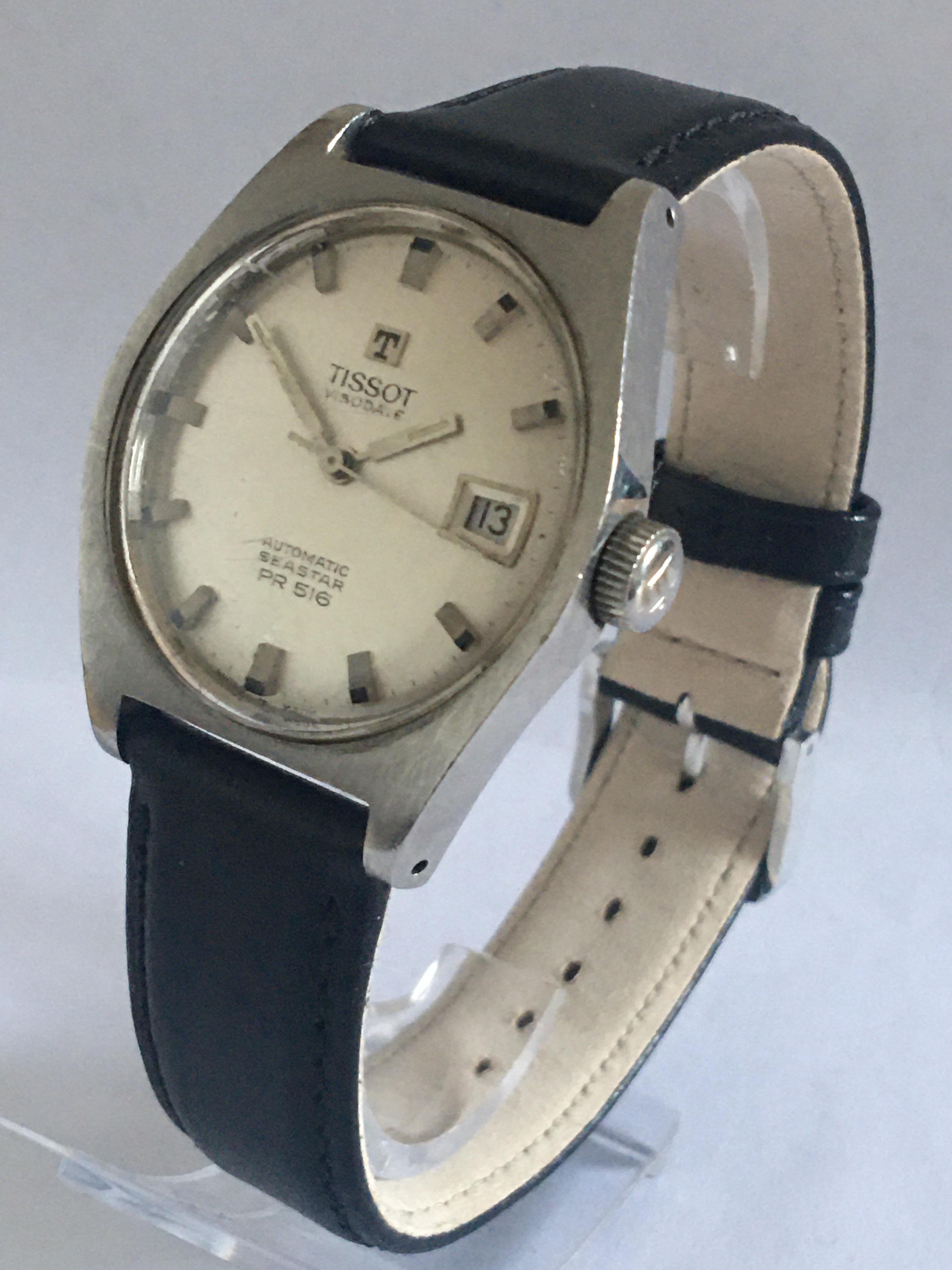 Vintage 1970s TISSOT Visodate Automatic Seastar PR516 Stainless Steel Watch 6