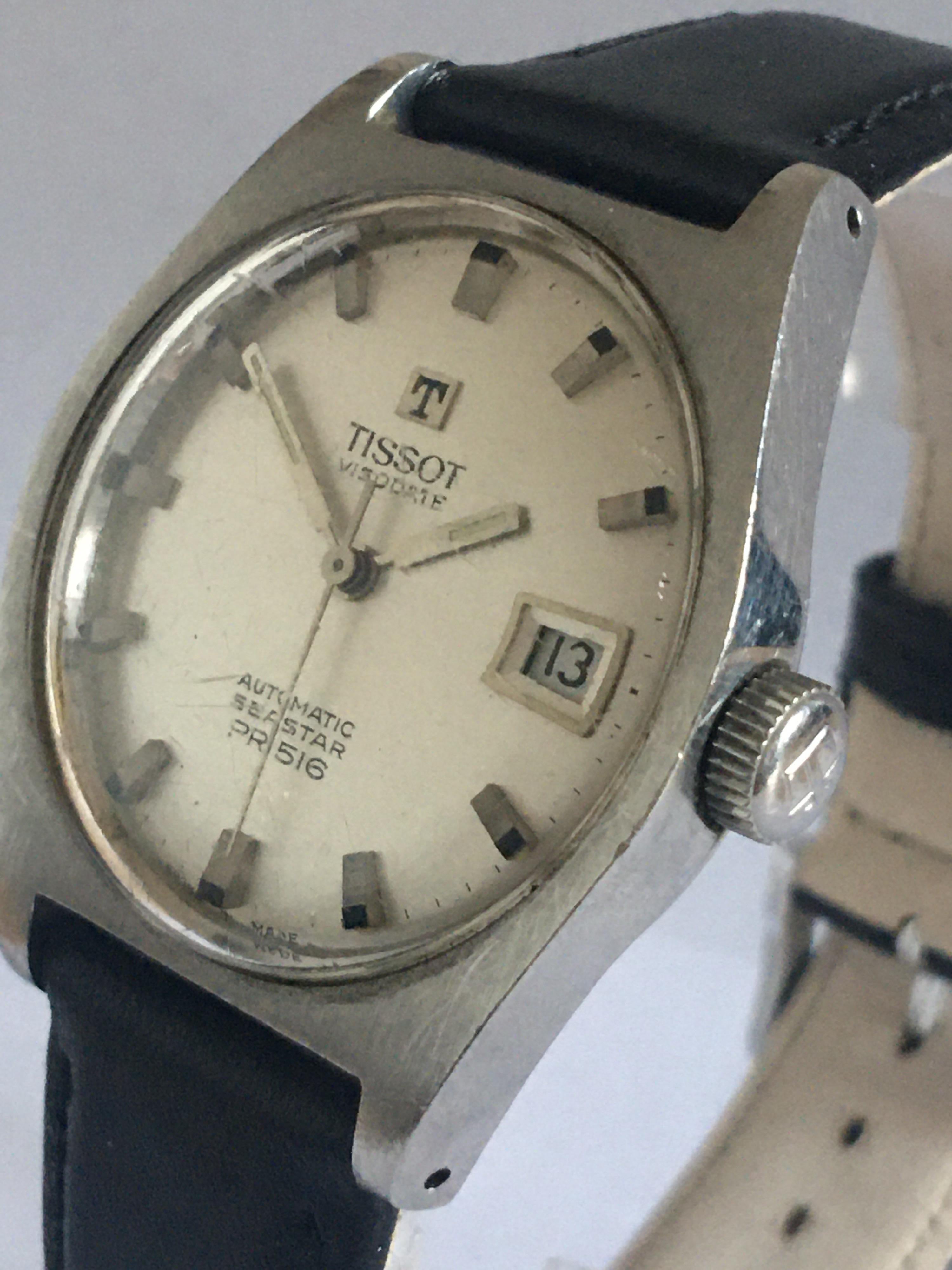 Vintage 1970s TISSOT Visodate Automatic Seastar PR516 Stainless Steel Watch In Good Condition In Carlisle, GB