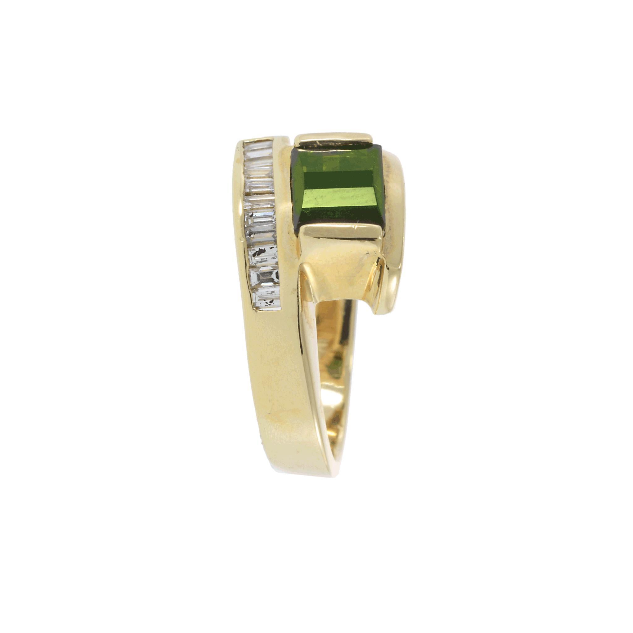 Vintage 1970s Tourmaline and Diamond Split Ring For Sale 2