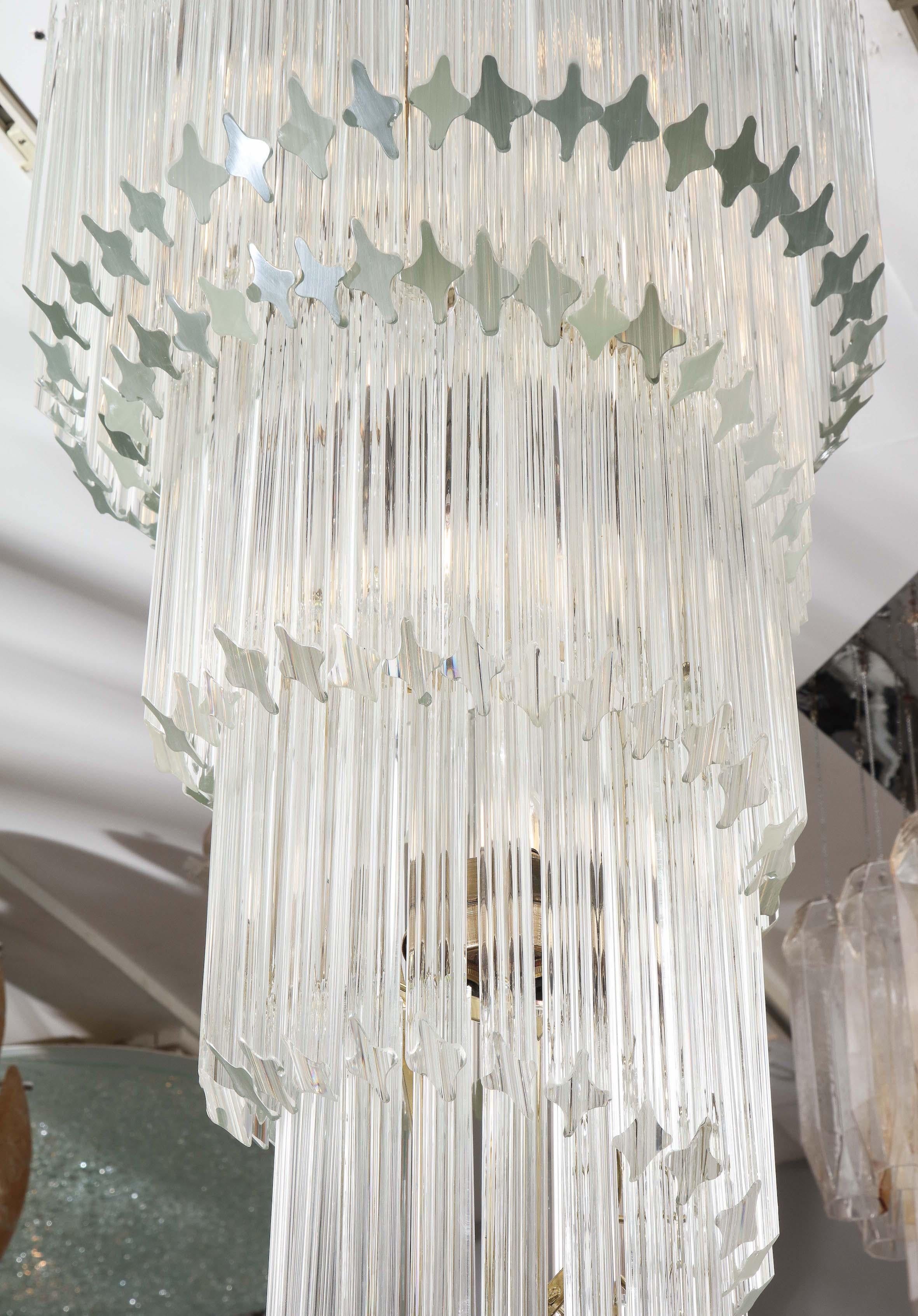 Métal Vintage 1970s Quadriedri Venini Glass Spiral Chandelier en vente