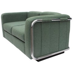 Vintage 1970 Tubular Chrome Mid-Century Modern Loveseat Sofa by Thonet