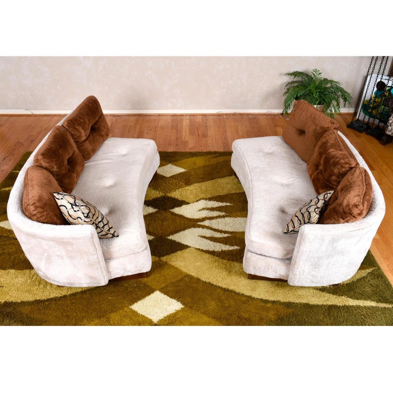 Vintage 1970s TwoPiece Carson’s Crescent Shaped Curved Sectional Sofa