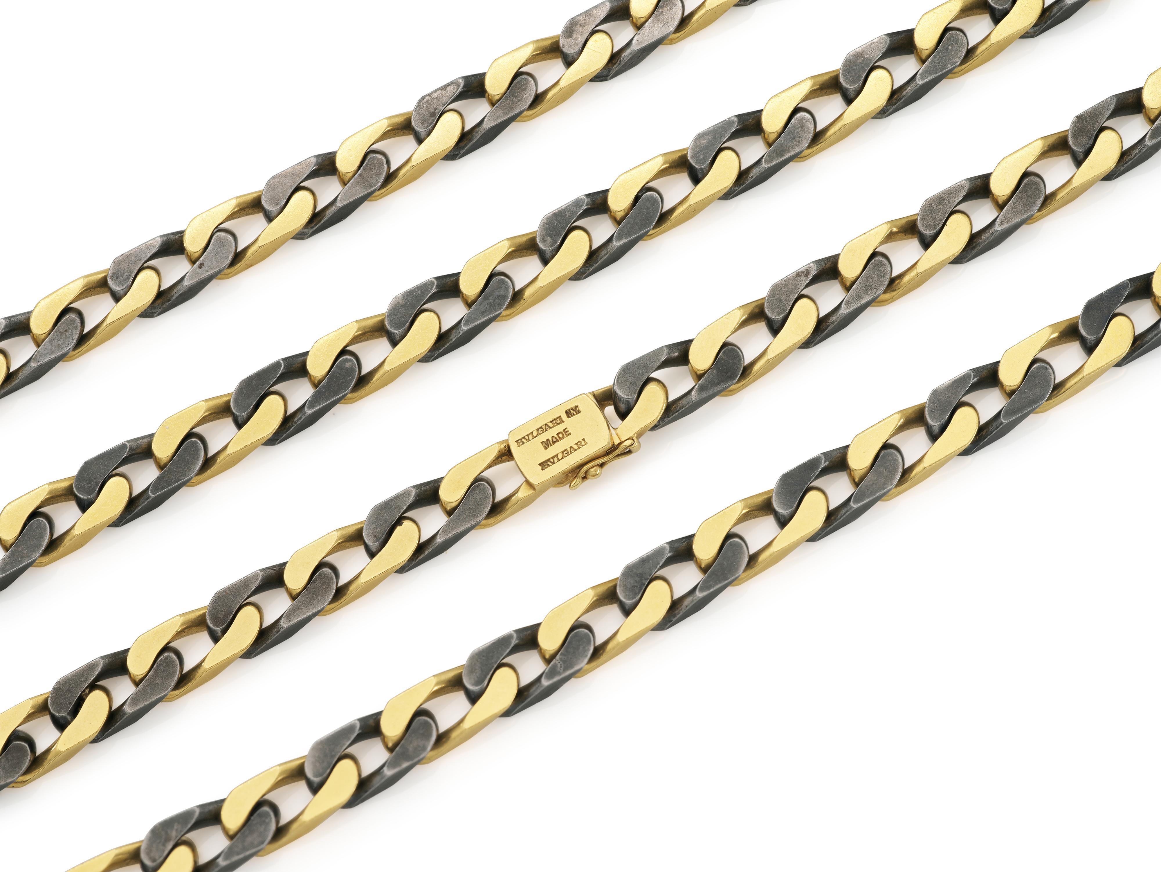 Vintage 1970s Two-Toned Bvlgari Cuban Link Chain Necklace 1