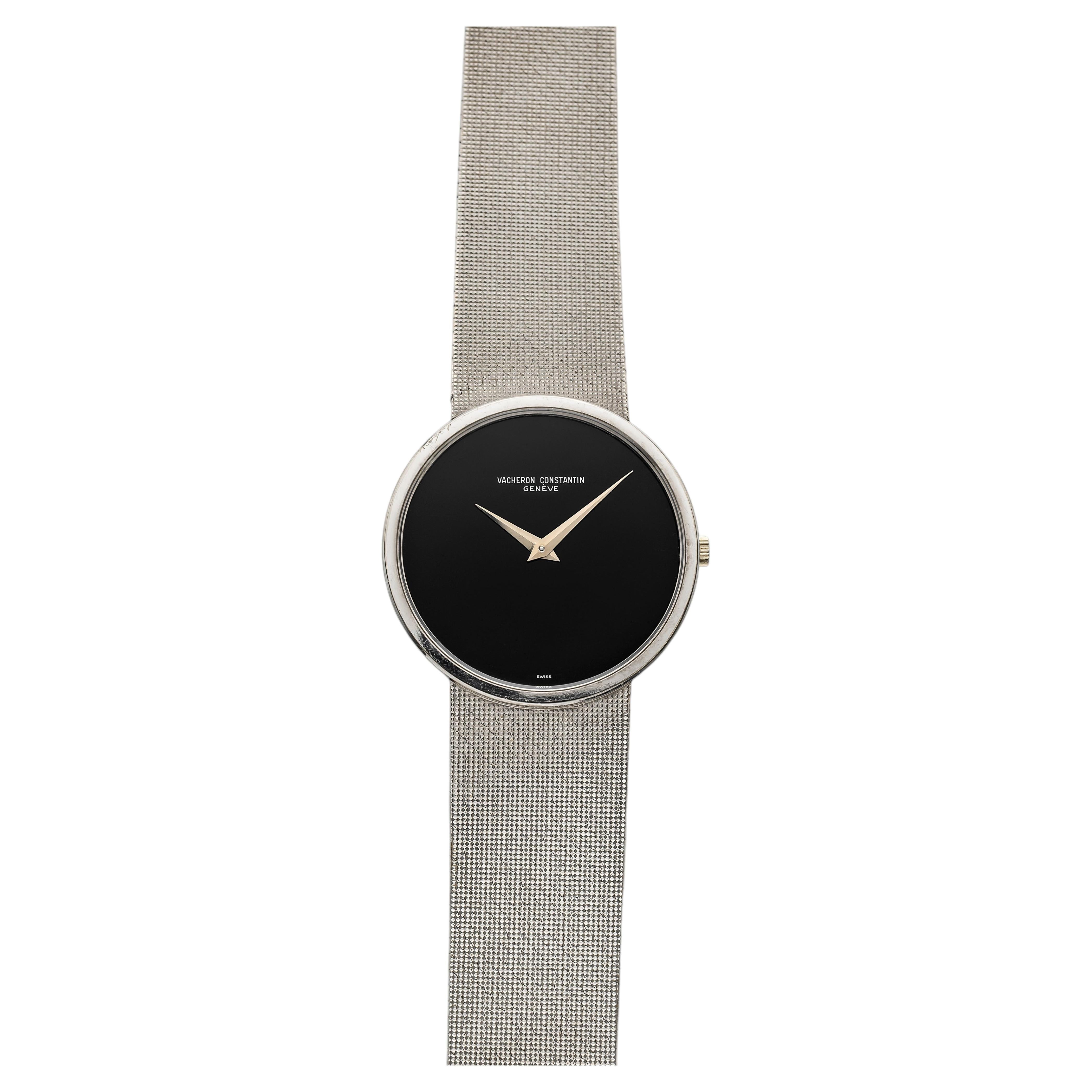 Pre-owned Vacheron Constantin Vintage 1970s  18k White Gold Onyx Dial Manual 31m