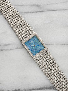 Modèle vintage Vacheron Constantin 7186 des années 1970, intégrée, or blanc 18 carats, cadran opale, remontage manuel, 23 mm