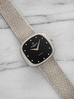 Vintage 1970s Vacheron Constantin Integrated 18K WG Onyx Diamond Dial Auto 32 mm