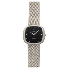 Vintage 1970s Vacheron Constantin Integrated 18K WG Onyx Diamond Dial Auto 32 mm