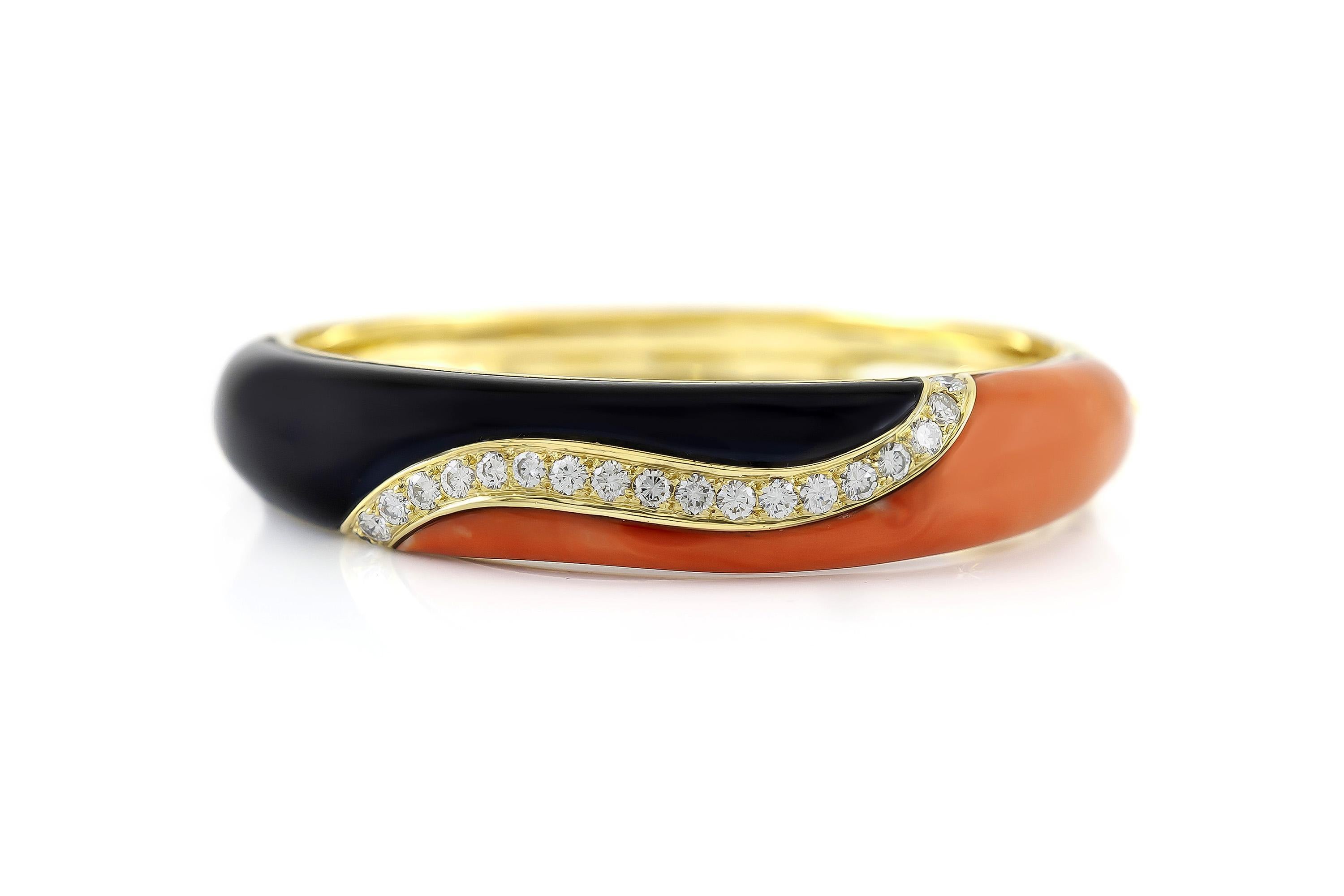 Van Cleef & Arpels Vintage 1970er Jahre Koralle Onyx und Diamanten Set Damen im Angebot