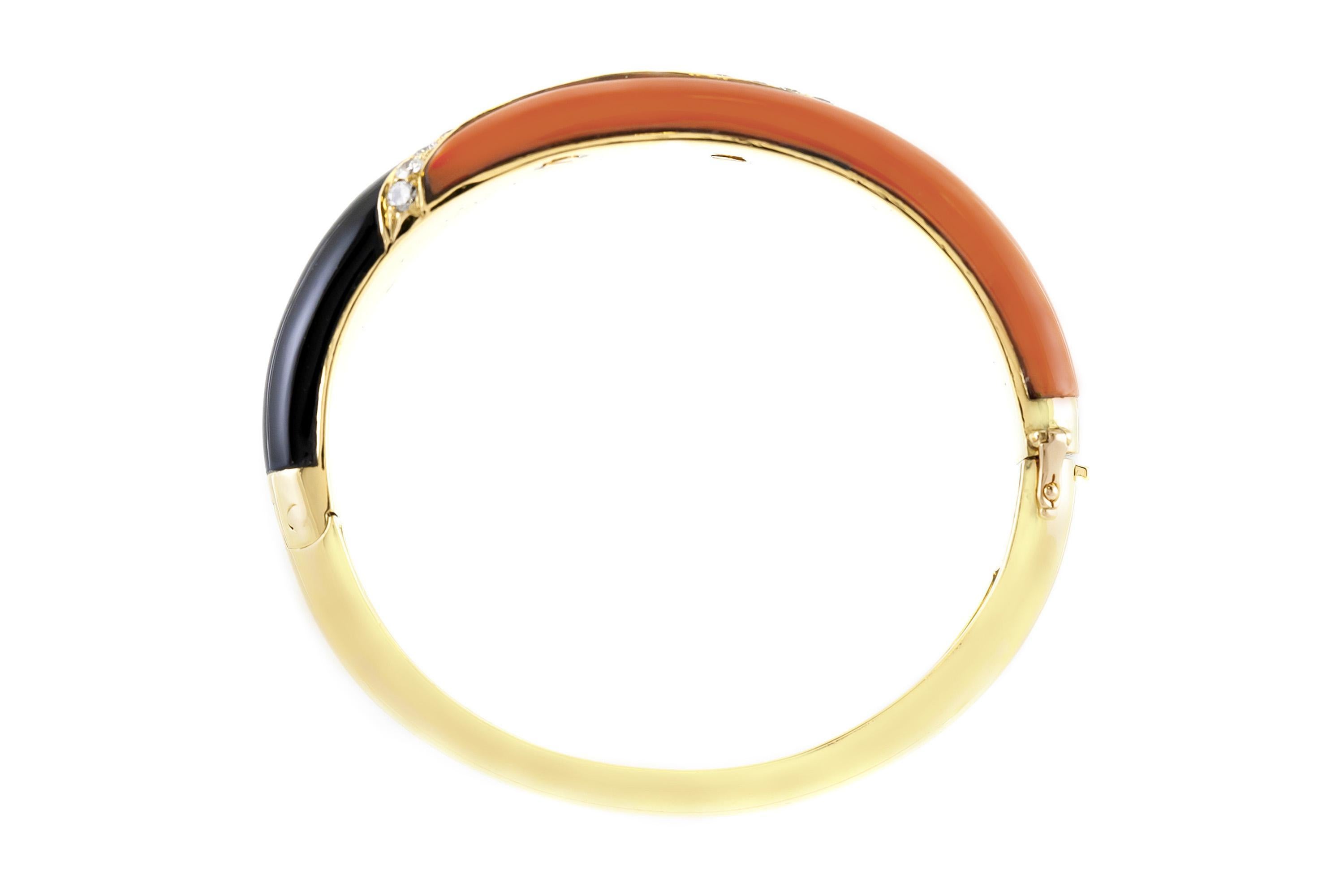 Van Cleef & Arpels Vintage 1970er Jahre Koralle Onyx und Diamanten Set im Angebot 1